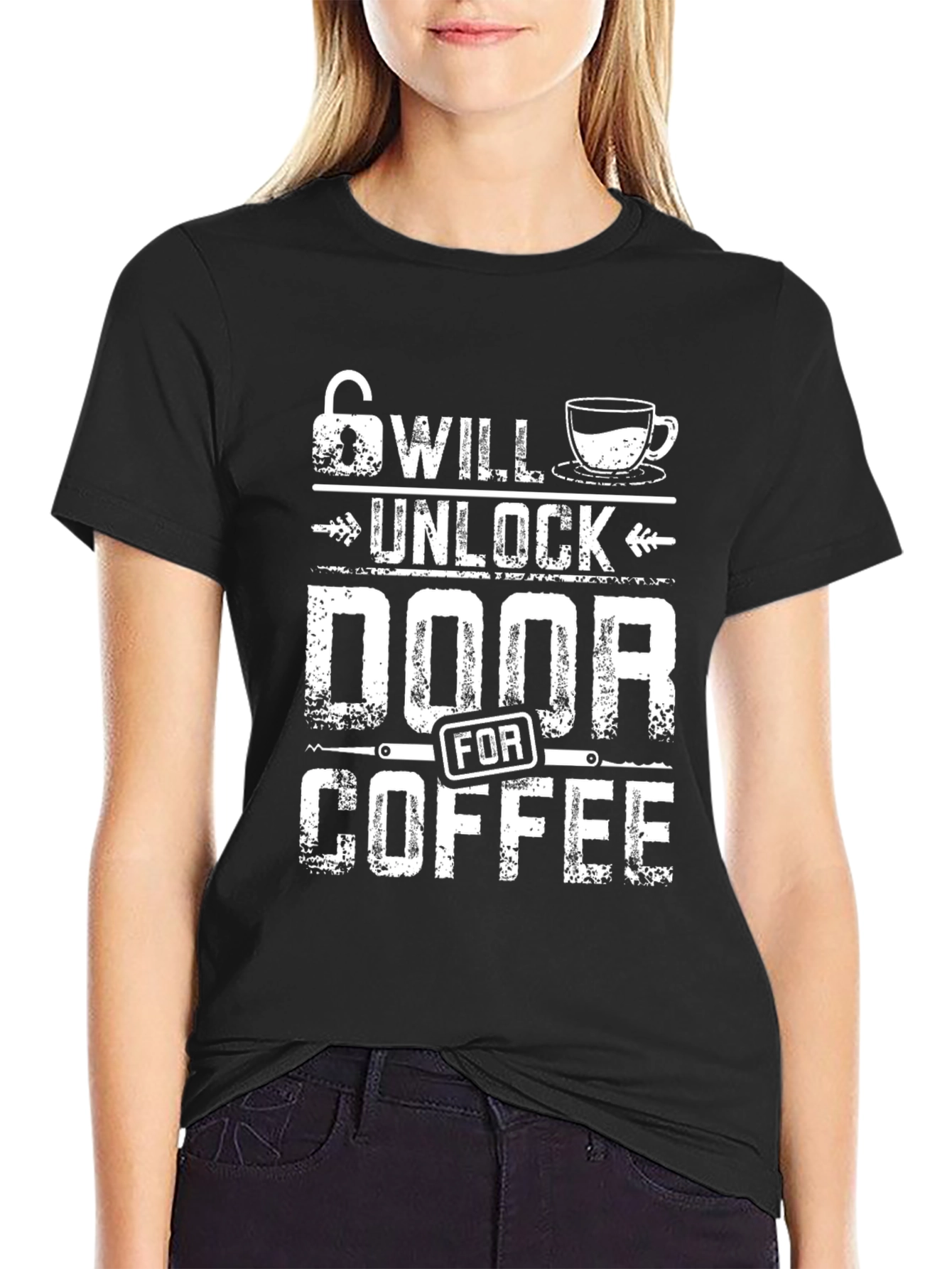 Coffee Lover T-Shirt: Unlock Door For Coffee