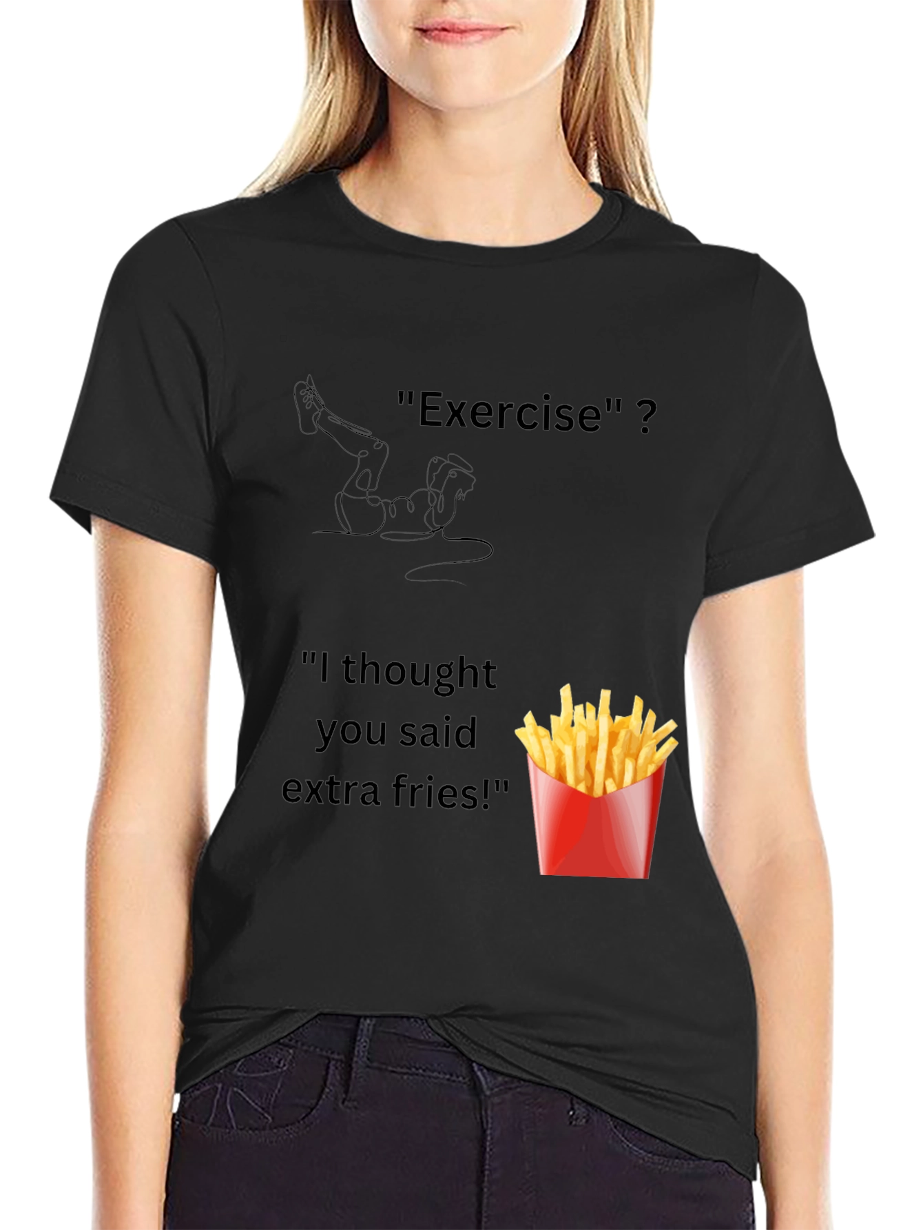 Exercise? Extra Fries! Mens Graphic Tee