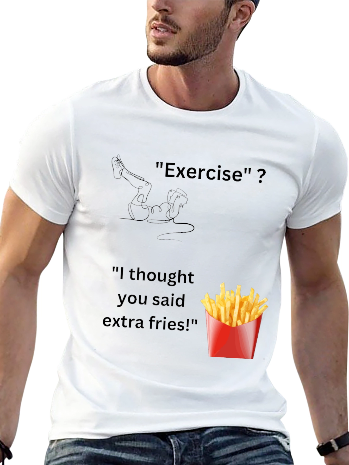 Exercise? Extra Fries! Mens Graphic Tee