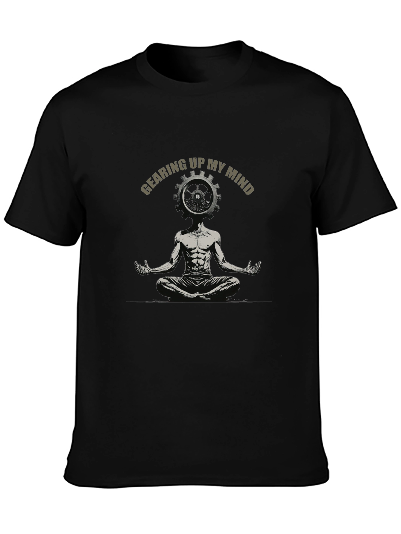 Gearing Up My Mind Black Graphic T-Shirt