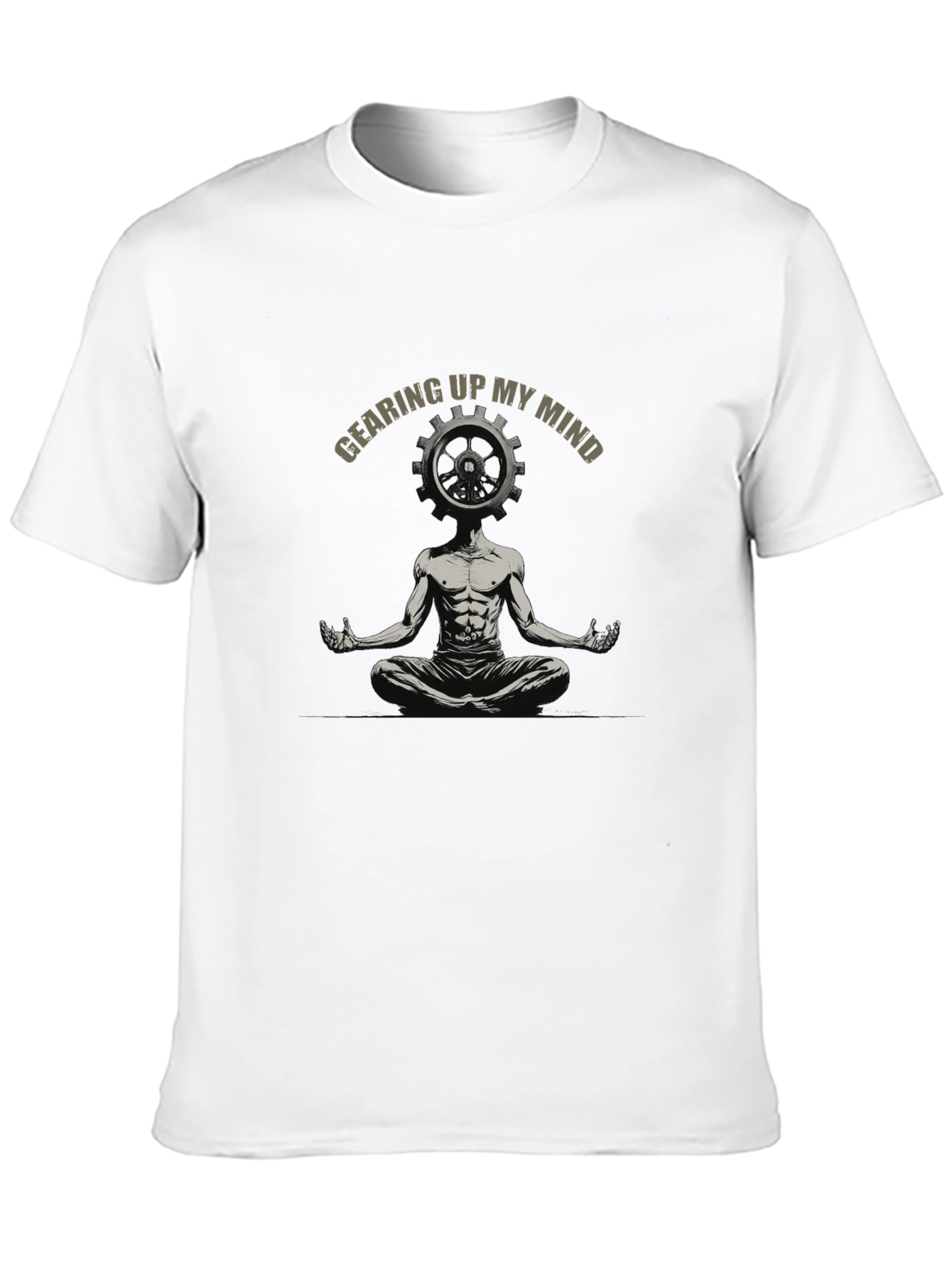 Gearing Up My Mind Black Graphic T-Shirt