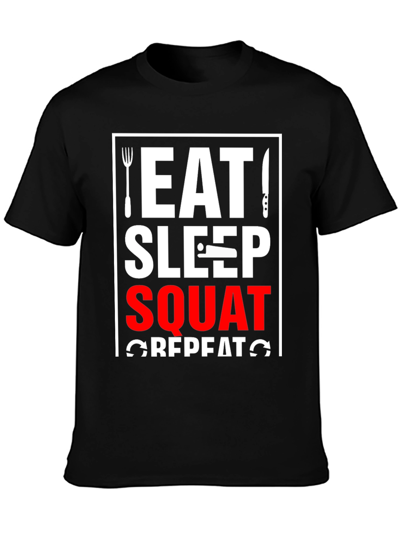 Eat Sleep Squat Repeat Black Graphic Tee