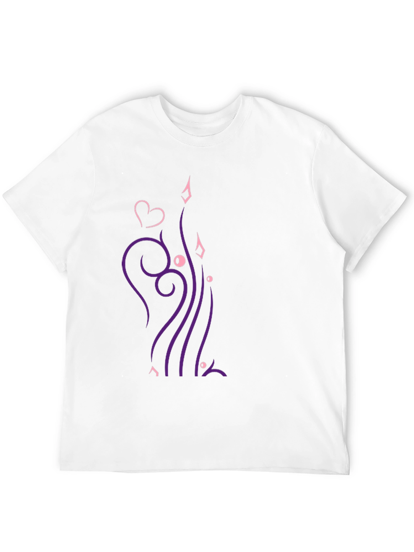 Stylish Black T-Shirt with Heart & Swirl Design