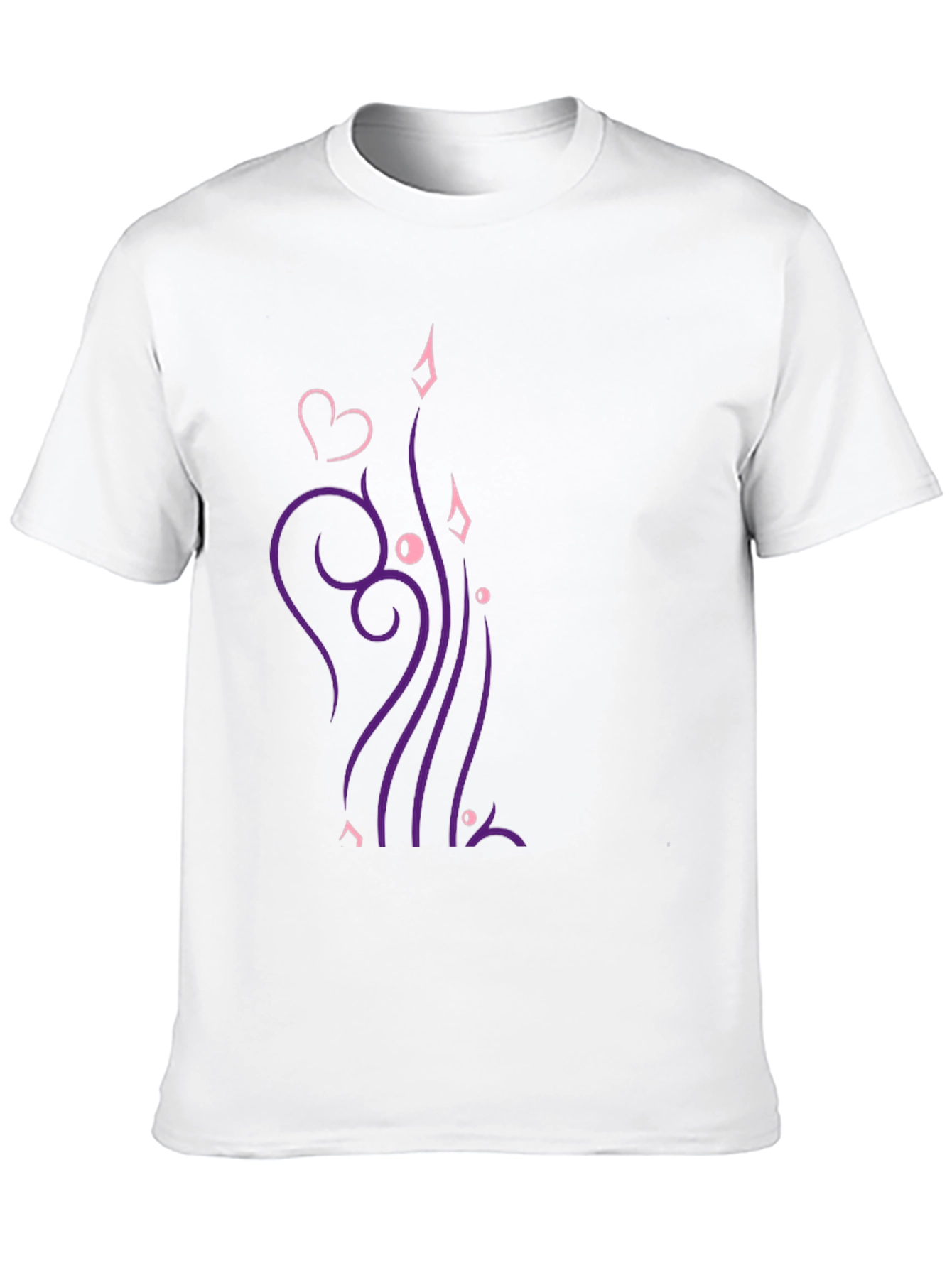 Stylish Black T-Shirt with Heart & Swirl Design