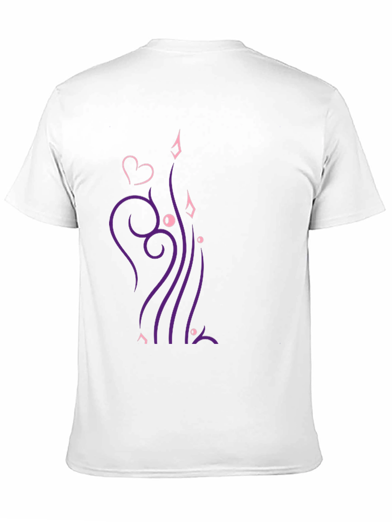 Stylish Black T-Shirt with Heart & Swirl Design