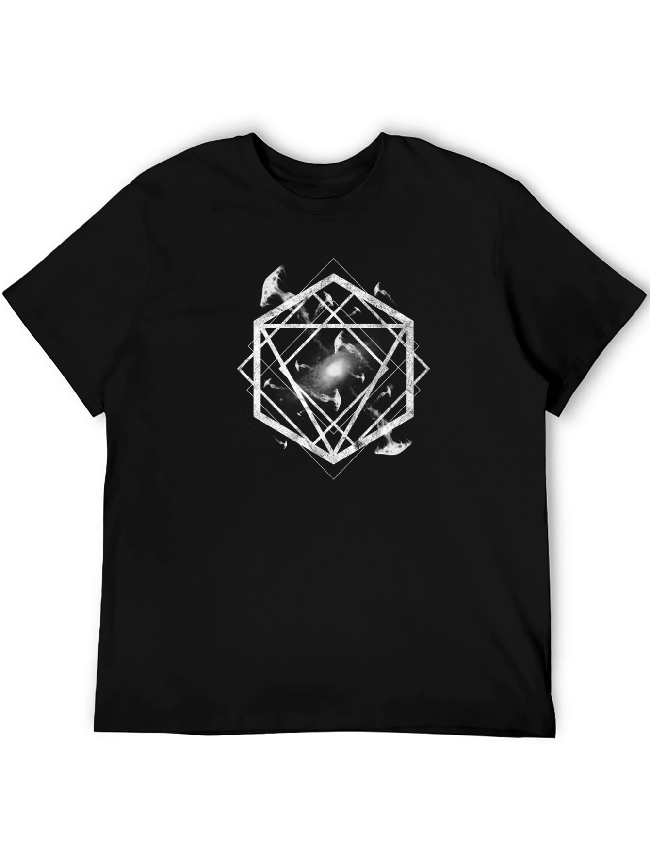 Geometric Galaxy Graphic T-Shirt - Black