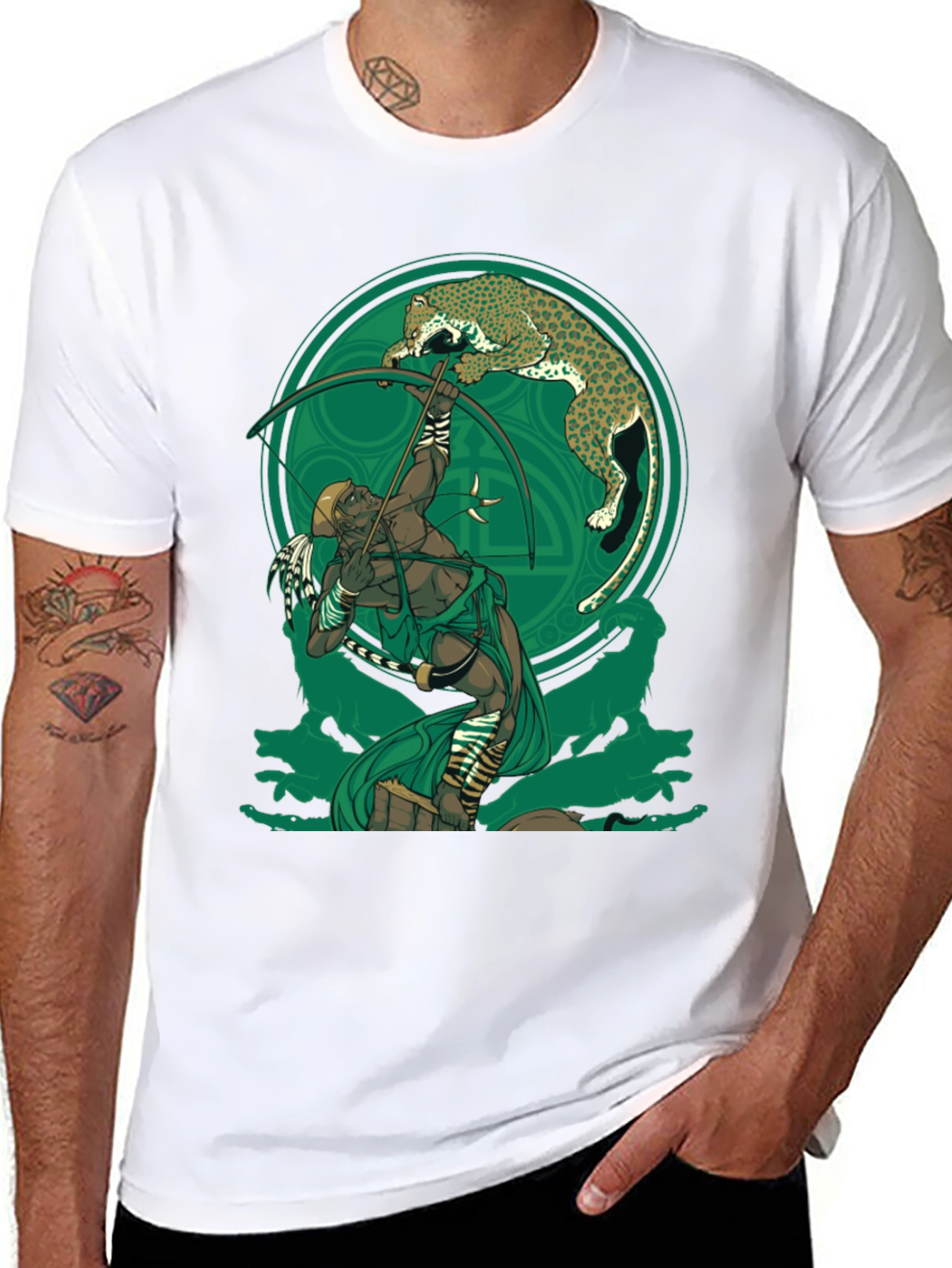 Archer & Leopard Graphic Tee - Black