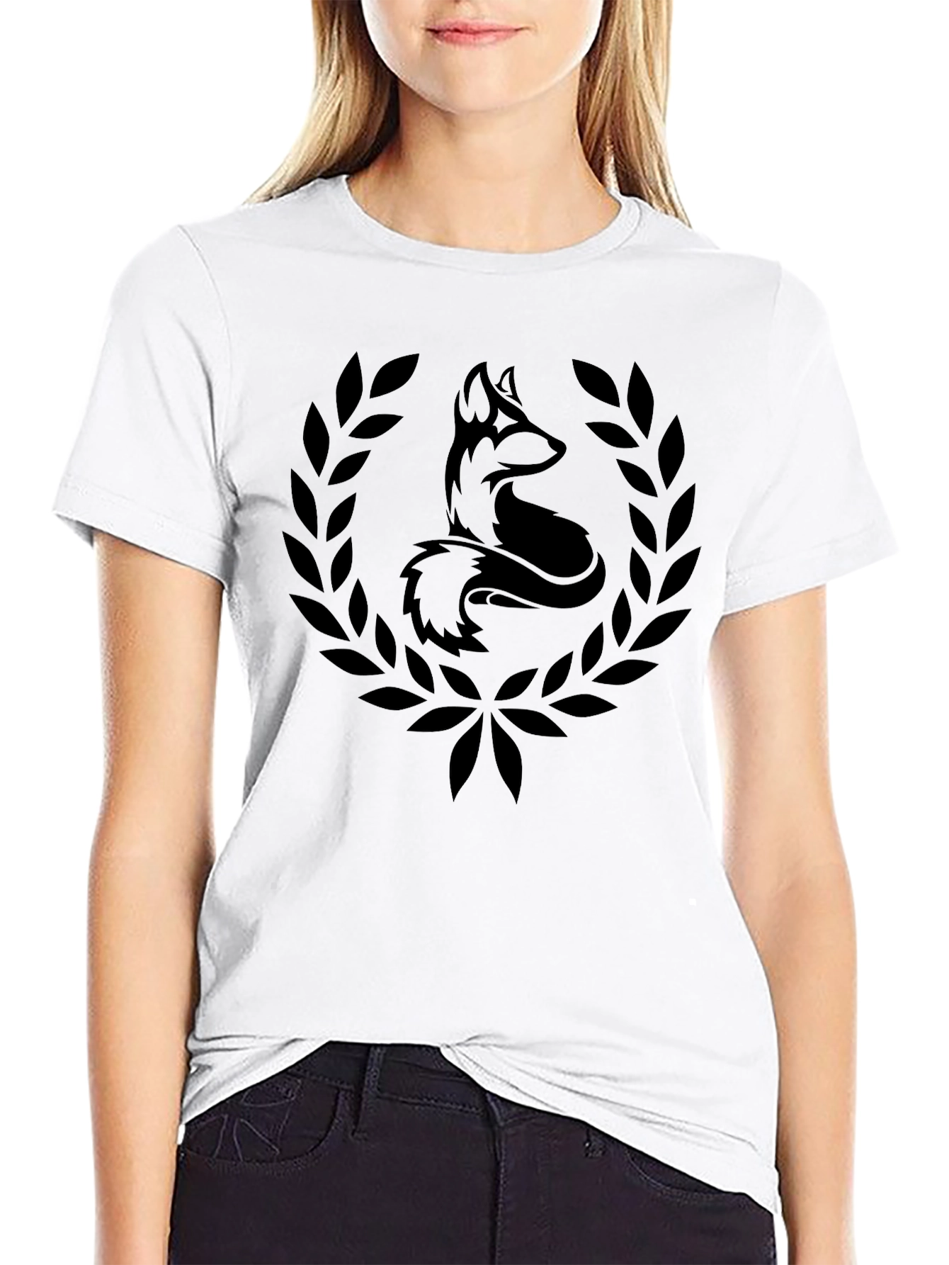 Fox & Laurel Wreath Black Graphic Tee