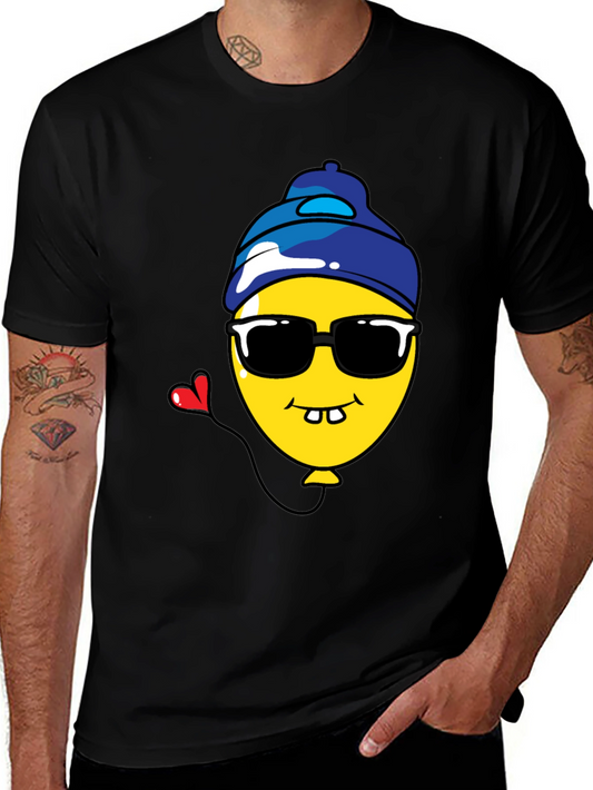 Funny Cartoon Balloon Graphic Tee - Black