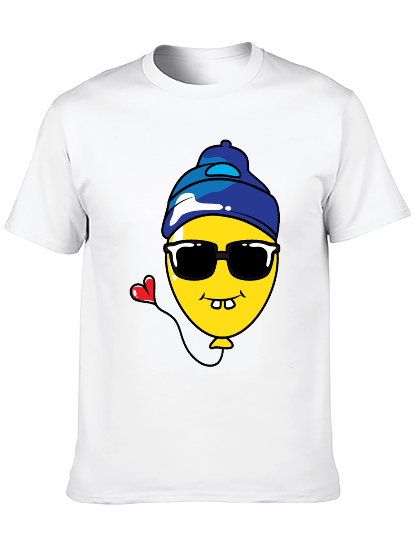 Funny Cartoon Balloon Graphic Tee - Black