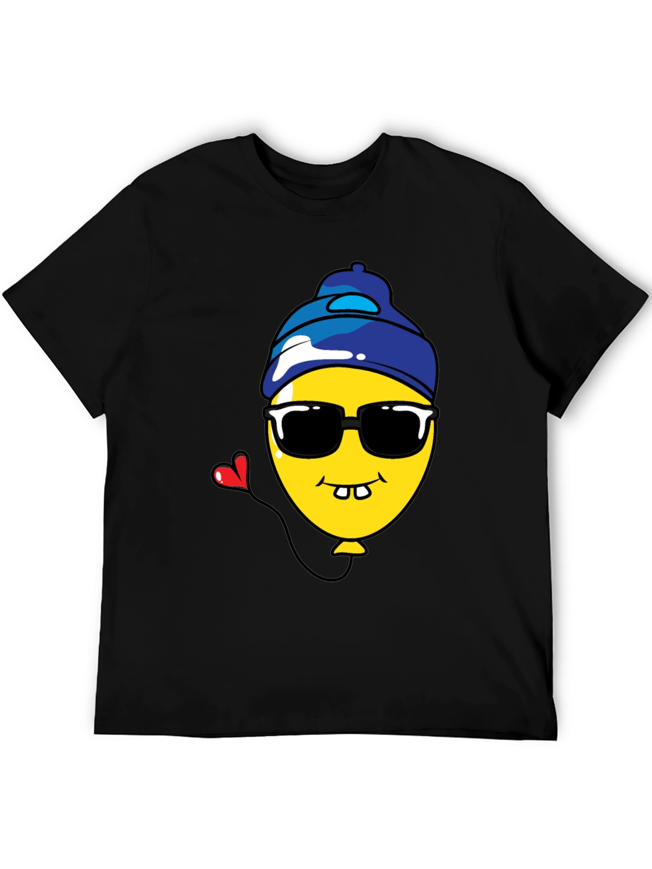 Funny Cartoon Balloon Graphic Tee - Black