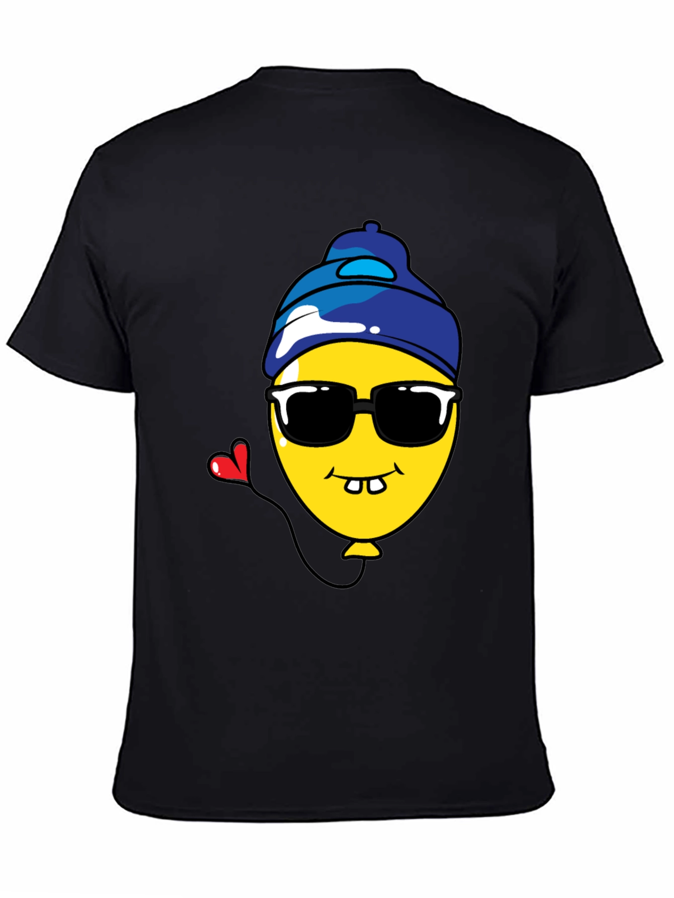 Funny Cartoon Balloon Graphic Tee - Black
