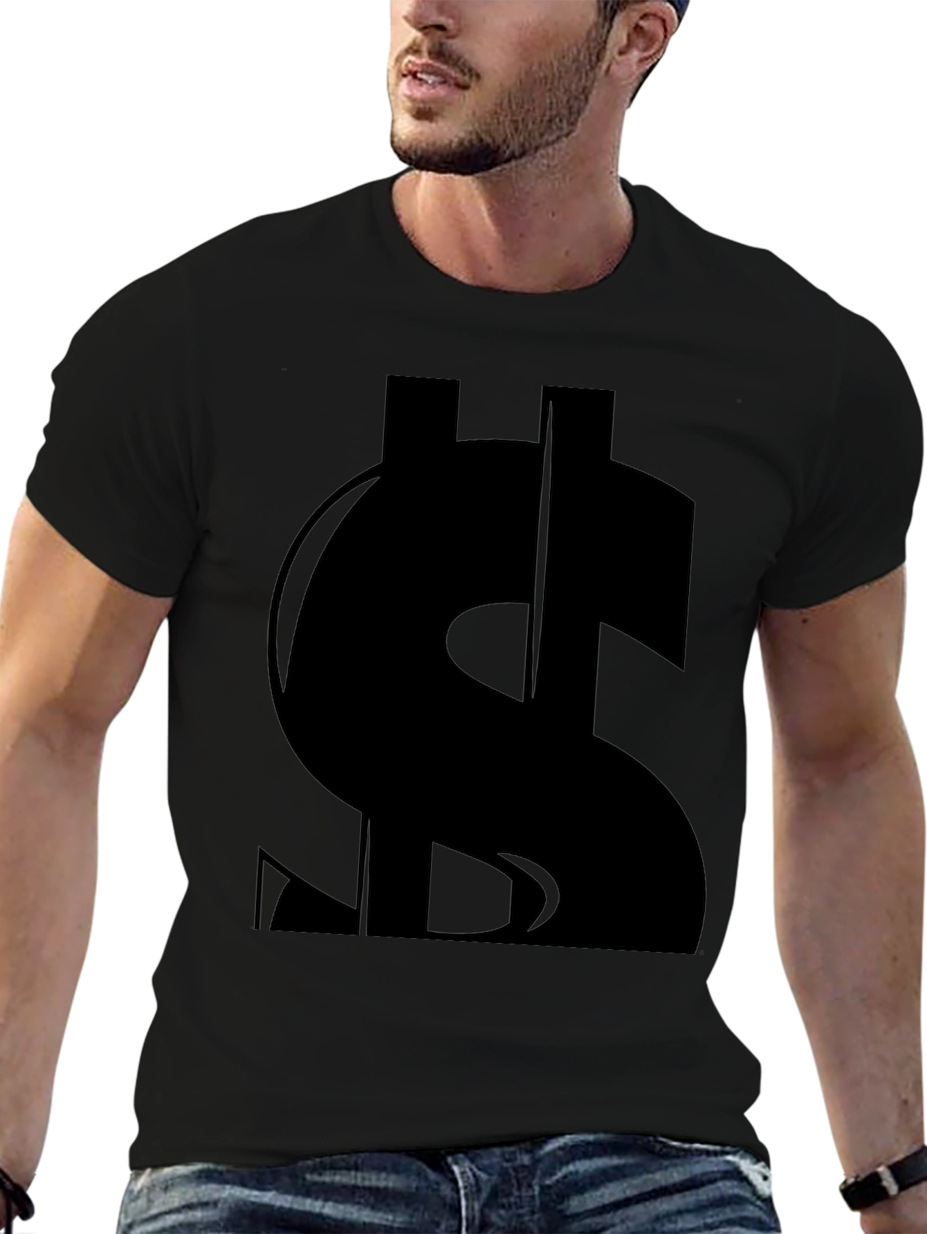 Black Dollar Sign Graphic T-Shirt