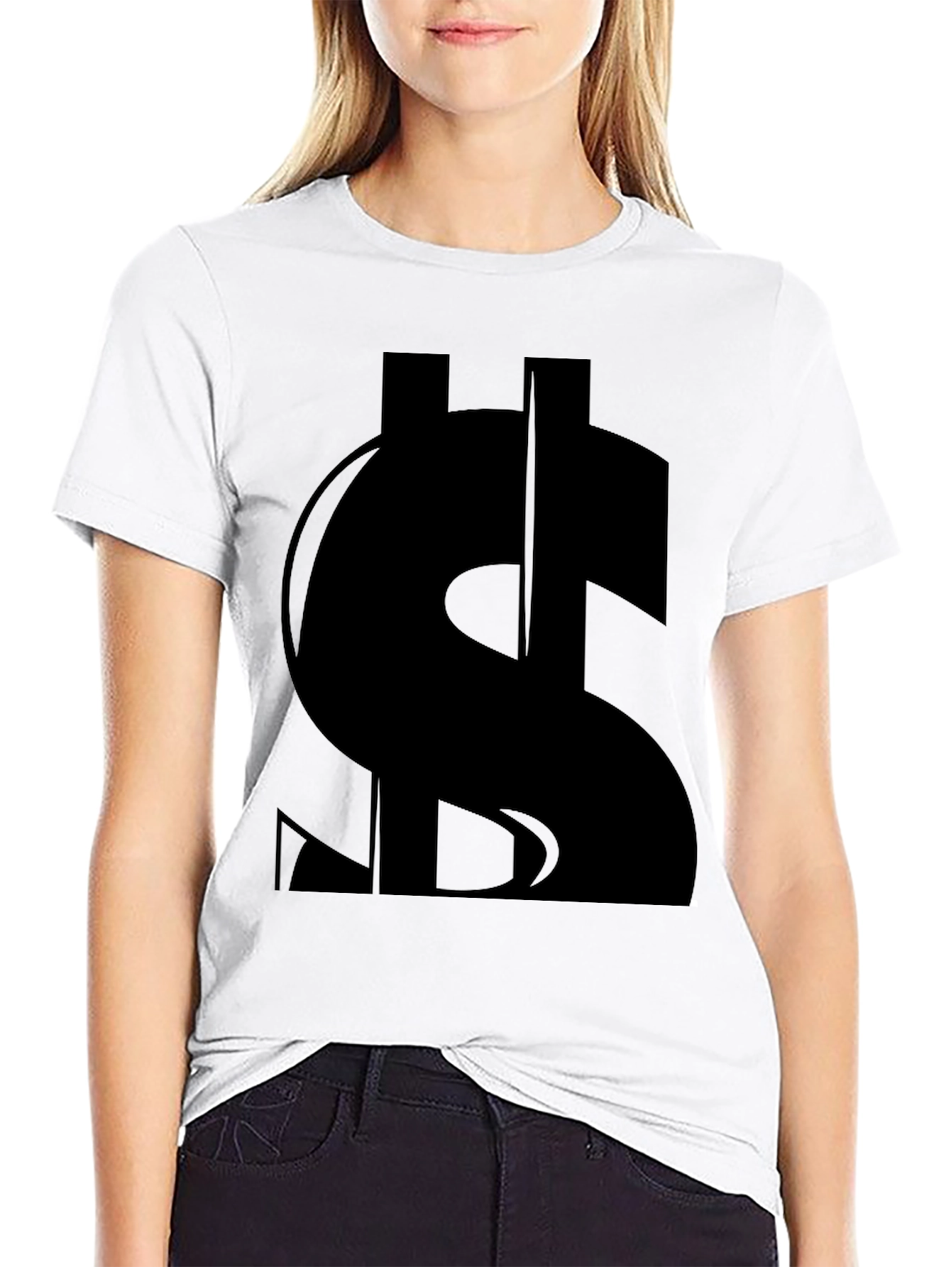 Black Dollar Sign Graphic T-Shirt