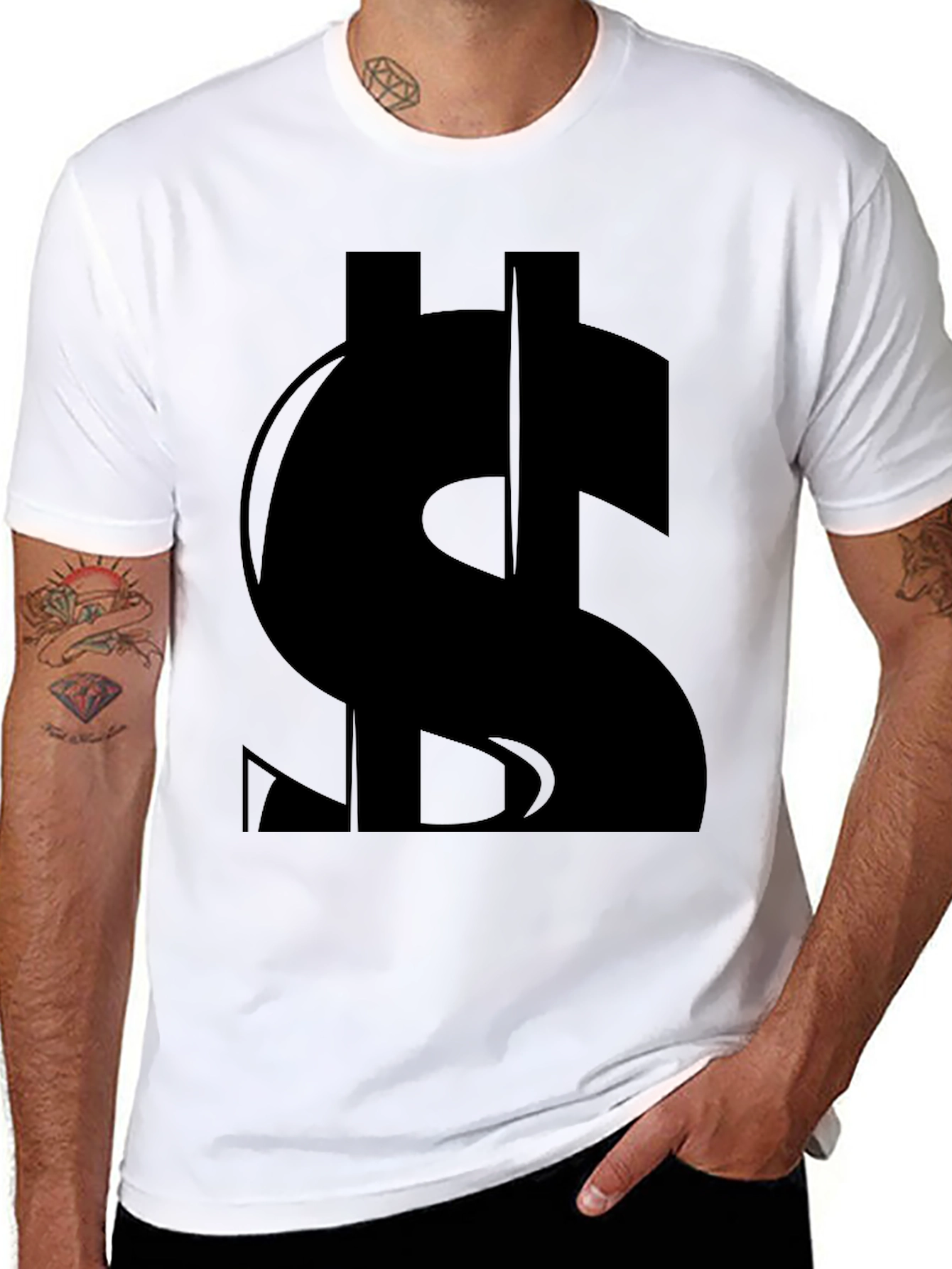 Black Dollar Sign Graphic T-Shirt