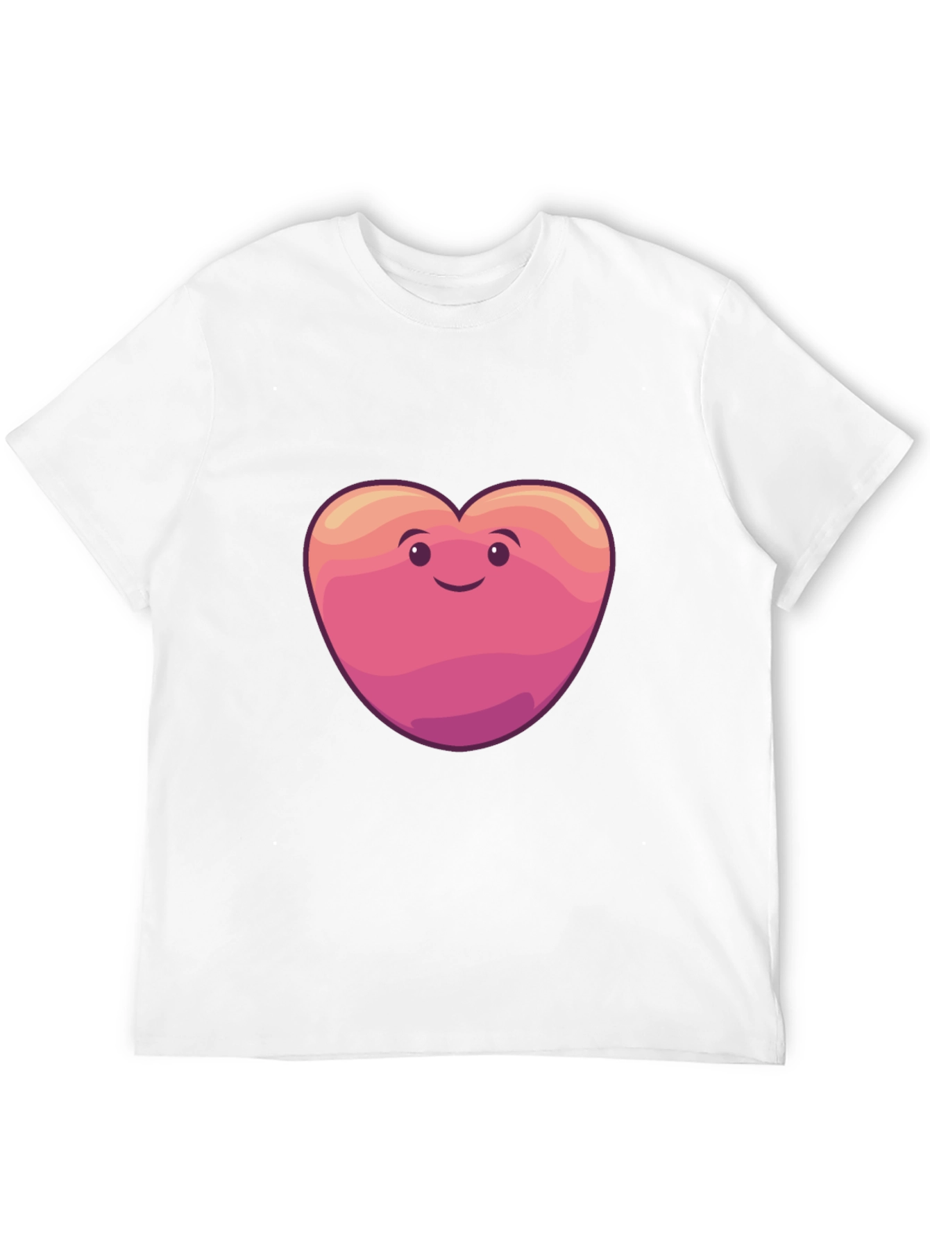 Cute Heart Face Graphic Tee - Black Cotton Blend