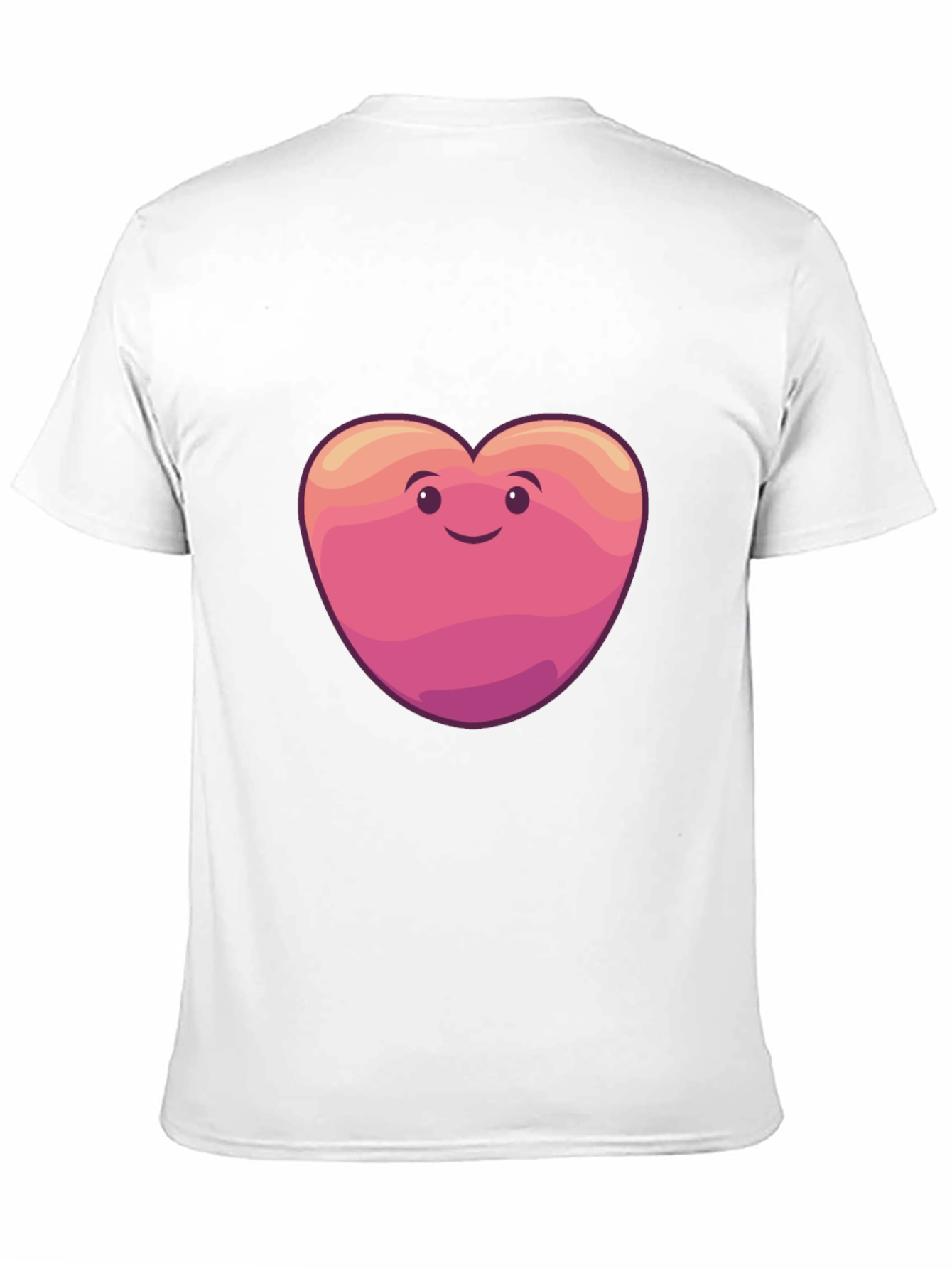 Cute Heart Face Graphic Tee - Black Cotton Blend