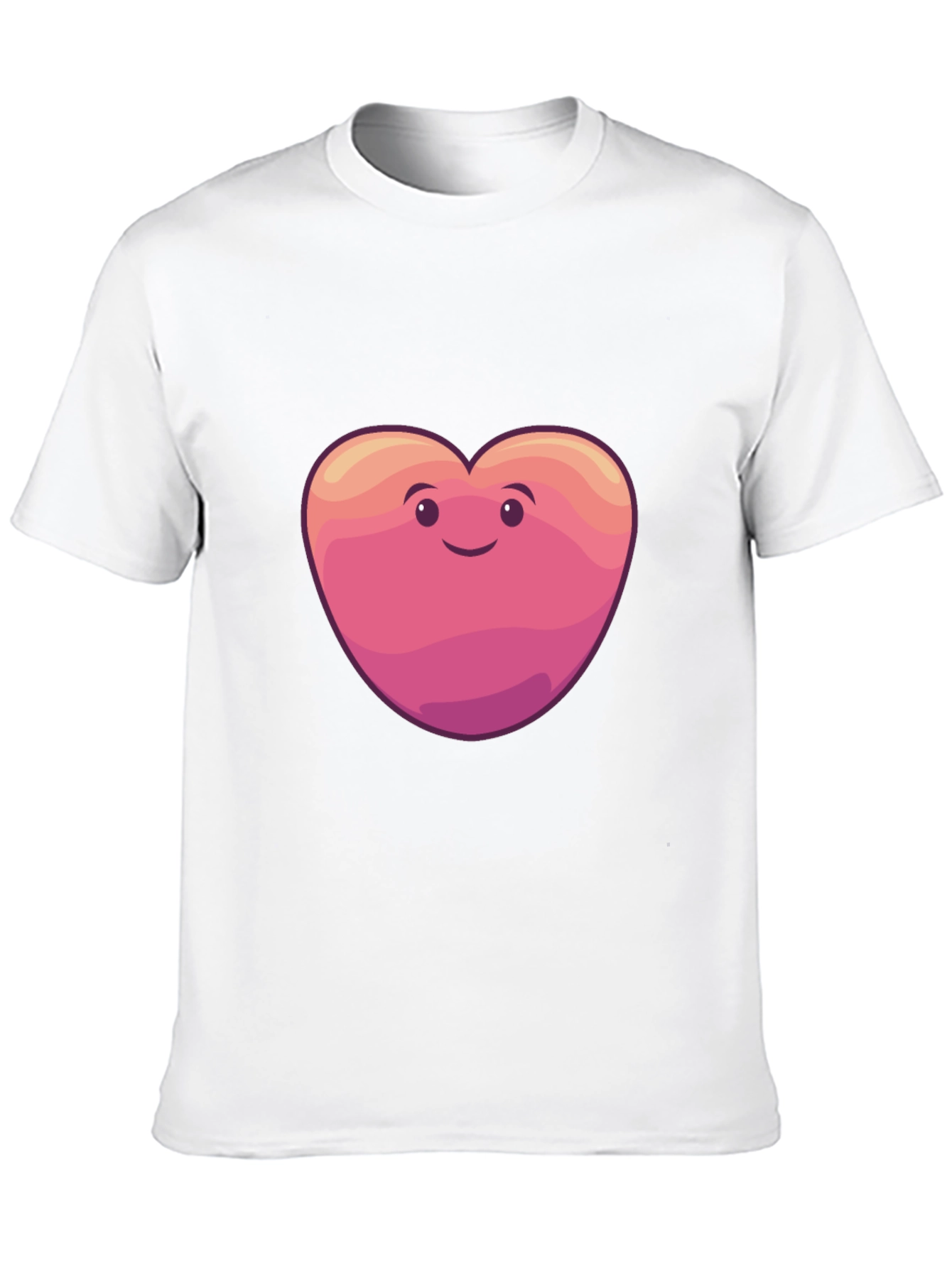 Cute Heart Face Graphic Tee - Black Cotton Blend