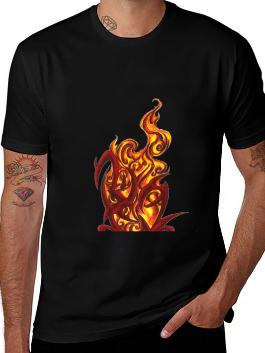 Fiery Graphic Tee - Bold Black T-Shirt