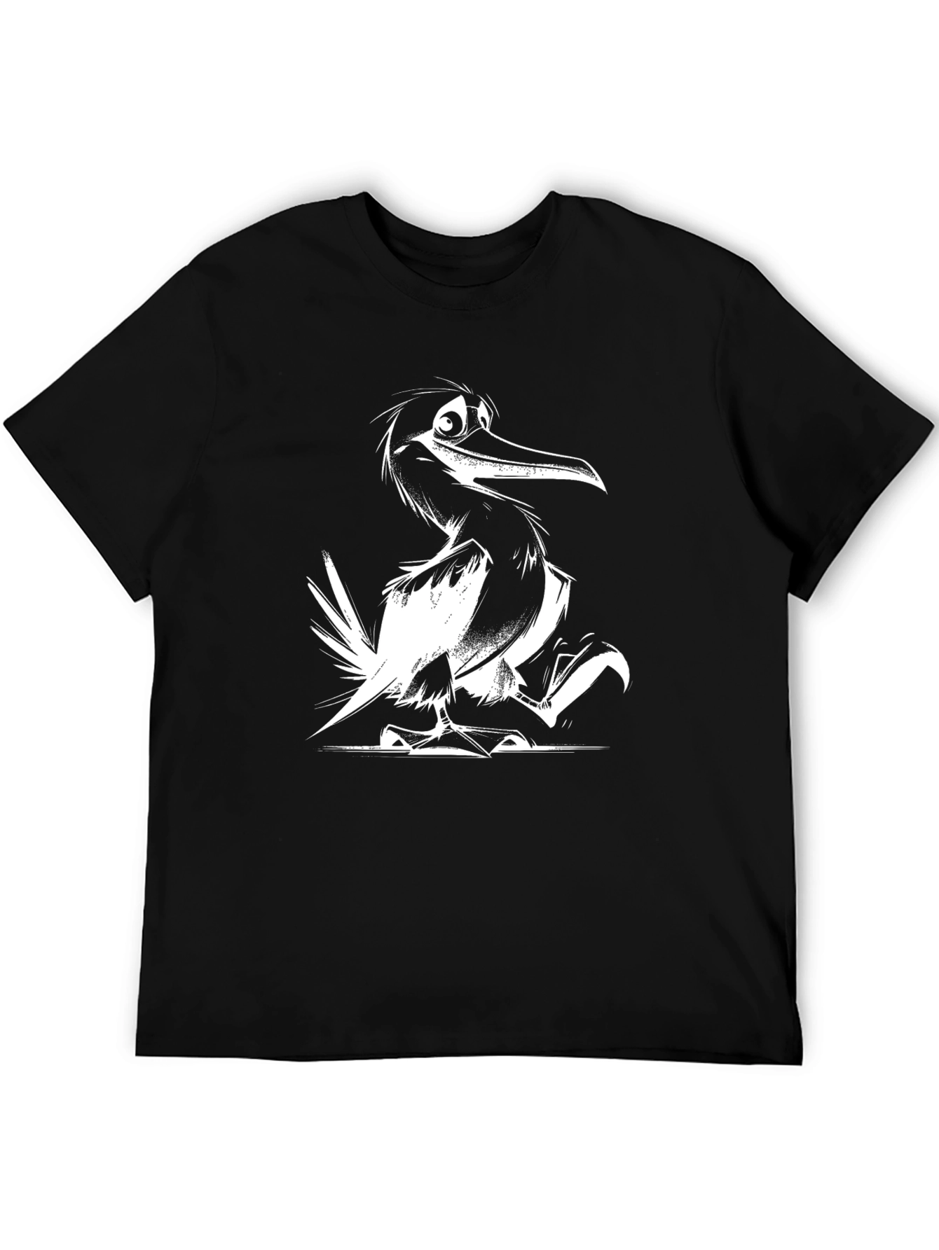 Cartoon Bird Graphic Black Tee