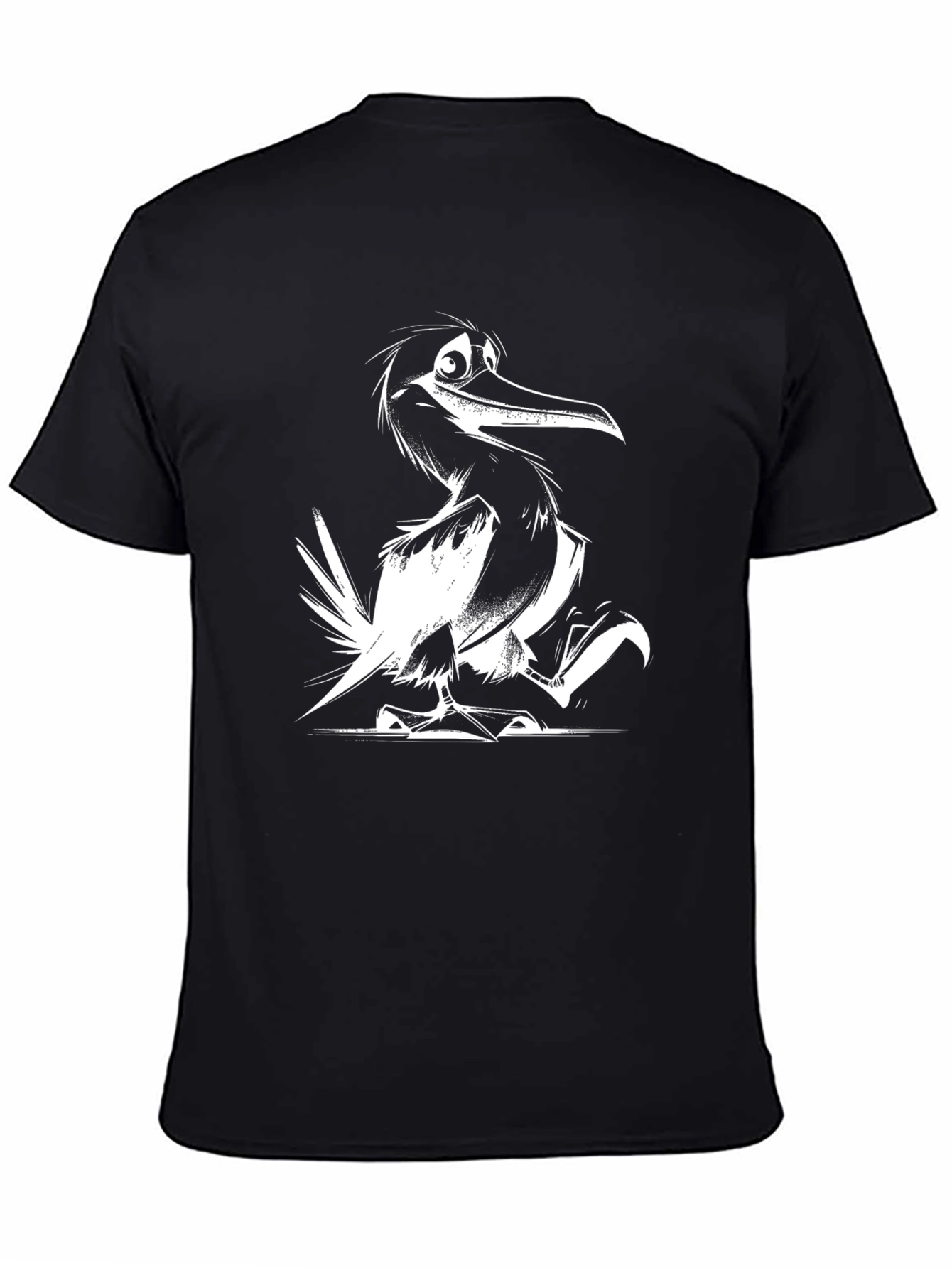 Cartoon Bird Graphic Black Tee