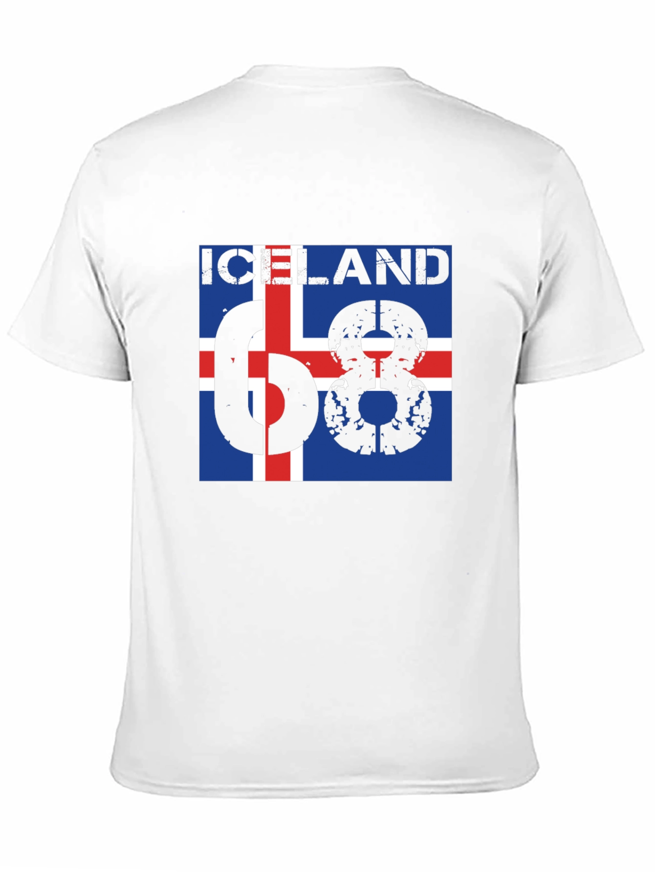 Iceland 68 T-Shirt - Flag Design Black Cotton Tee