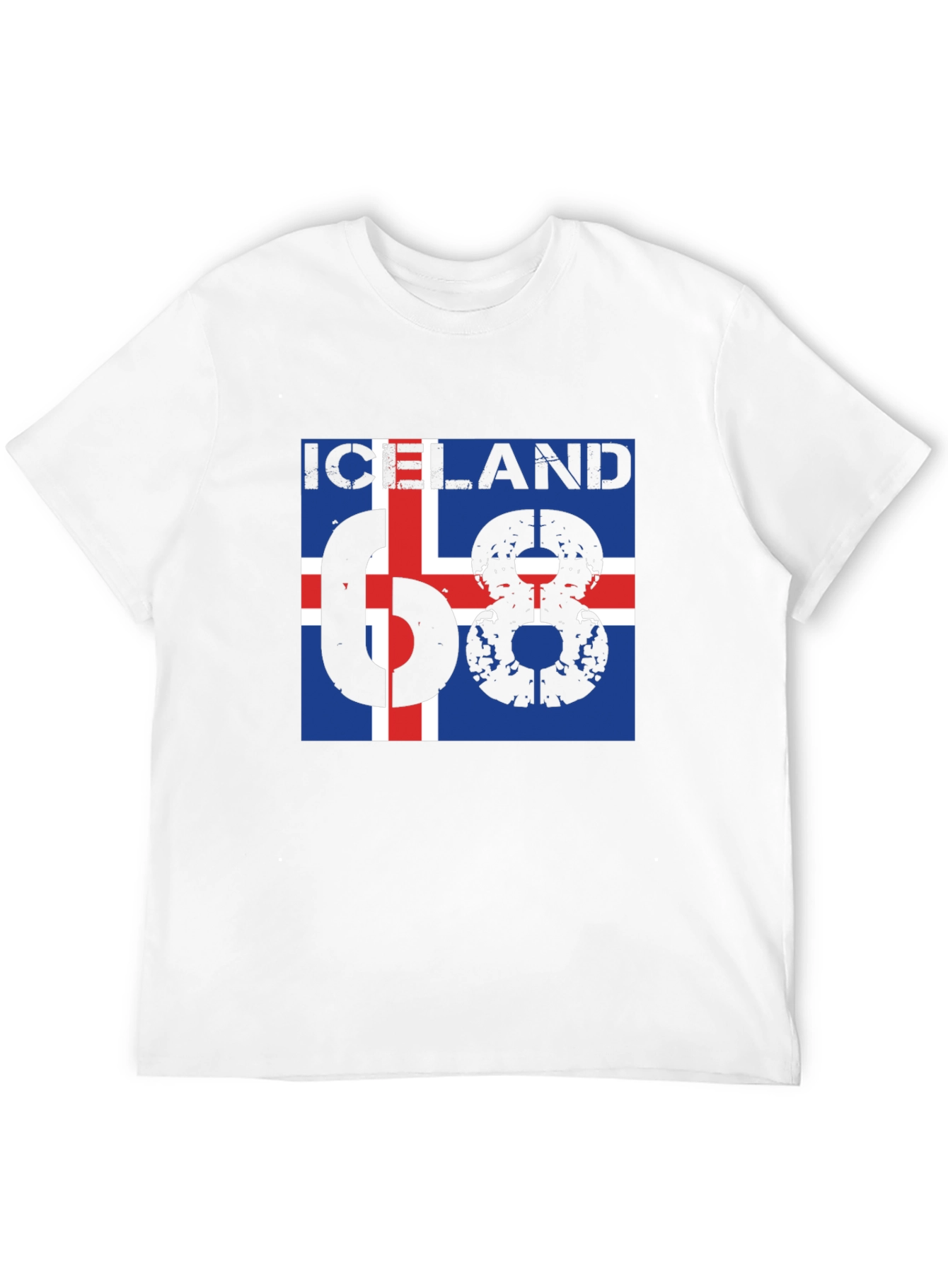 Iceland 68 T-Shirt - Flag Design Black Cotton Tee