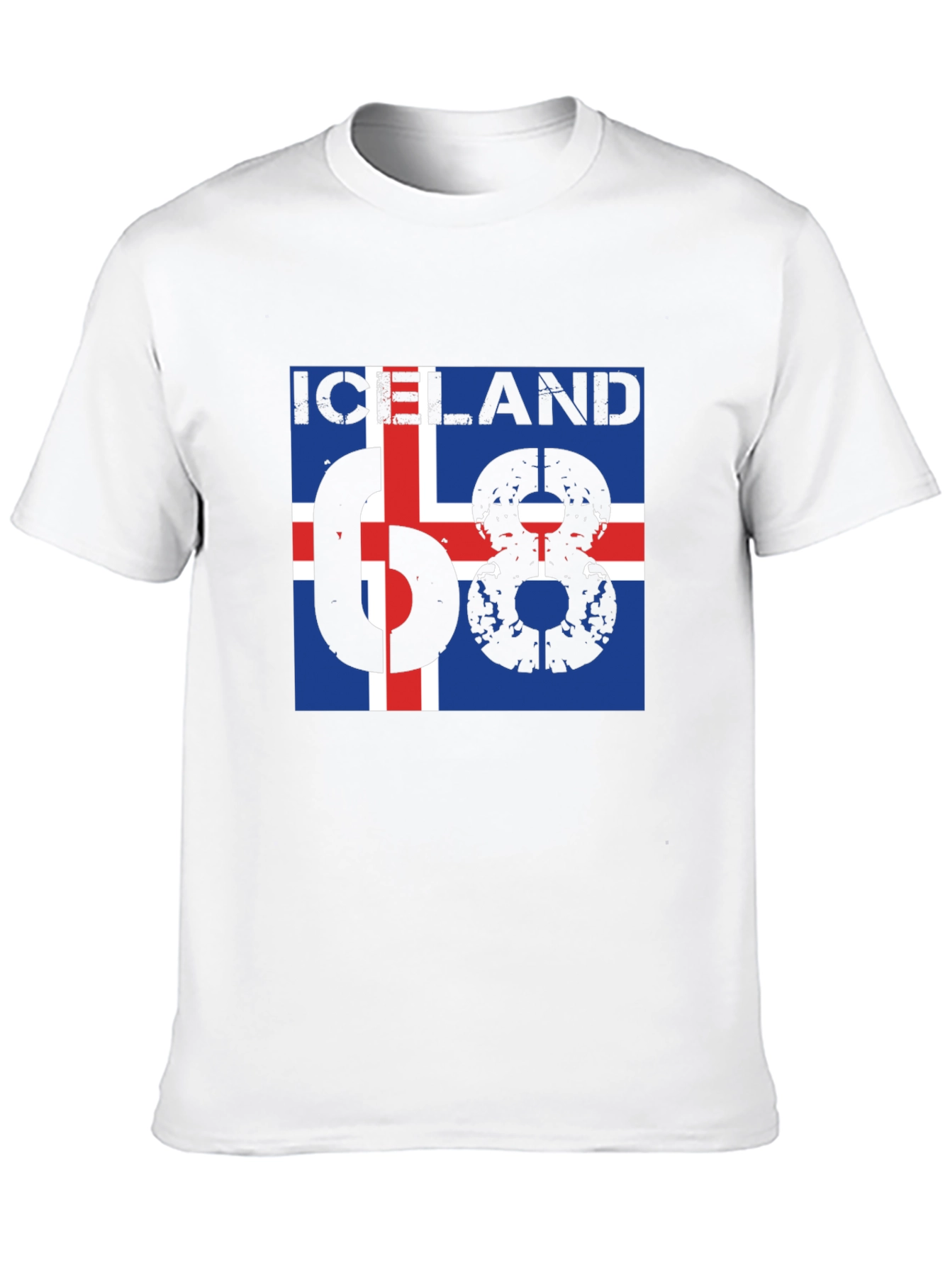 Iceland 68 T-Shirt - Flag Design Black Cotton Tee