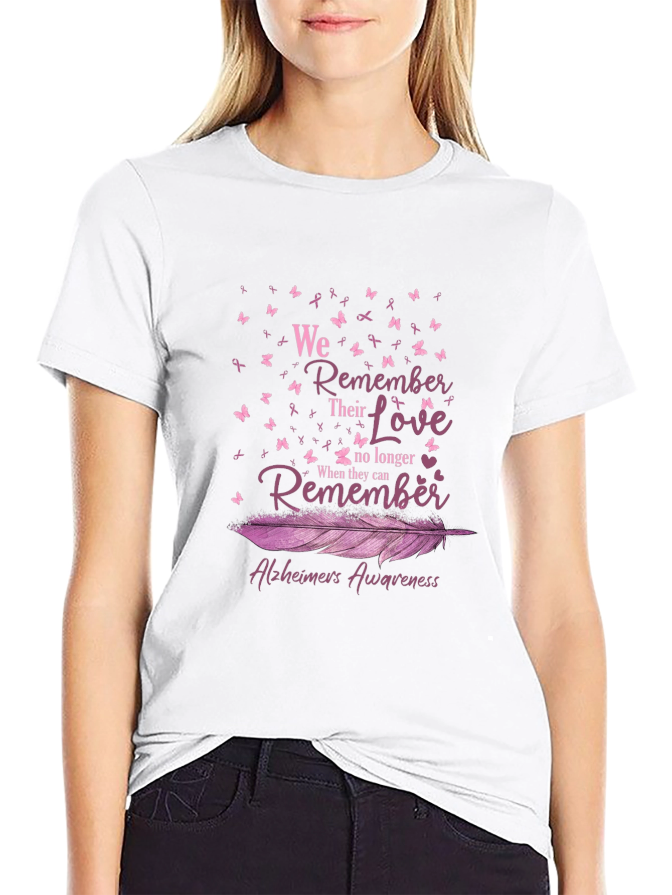 Alzheimers Awareness Ribbon Butterfly T-Shirt