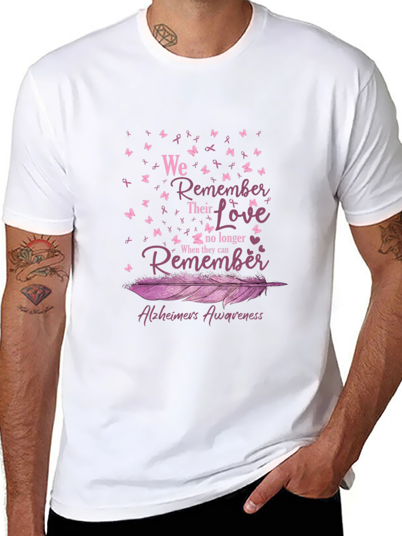 Alzheimers Awareness Ribbon Butterfly T-Shirt