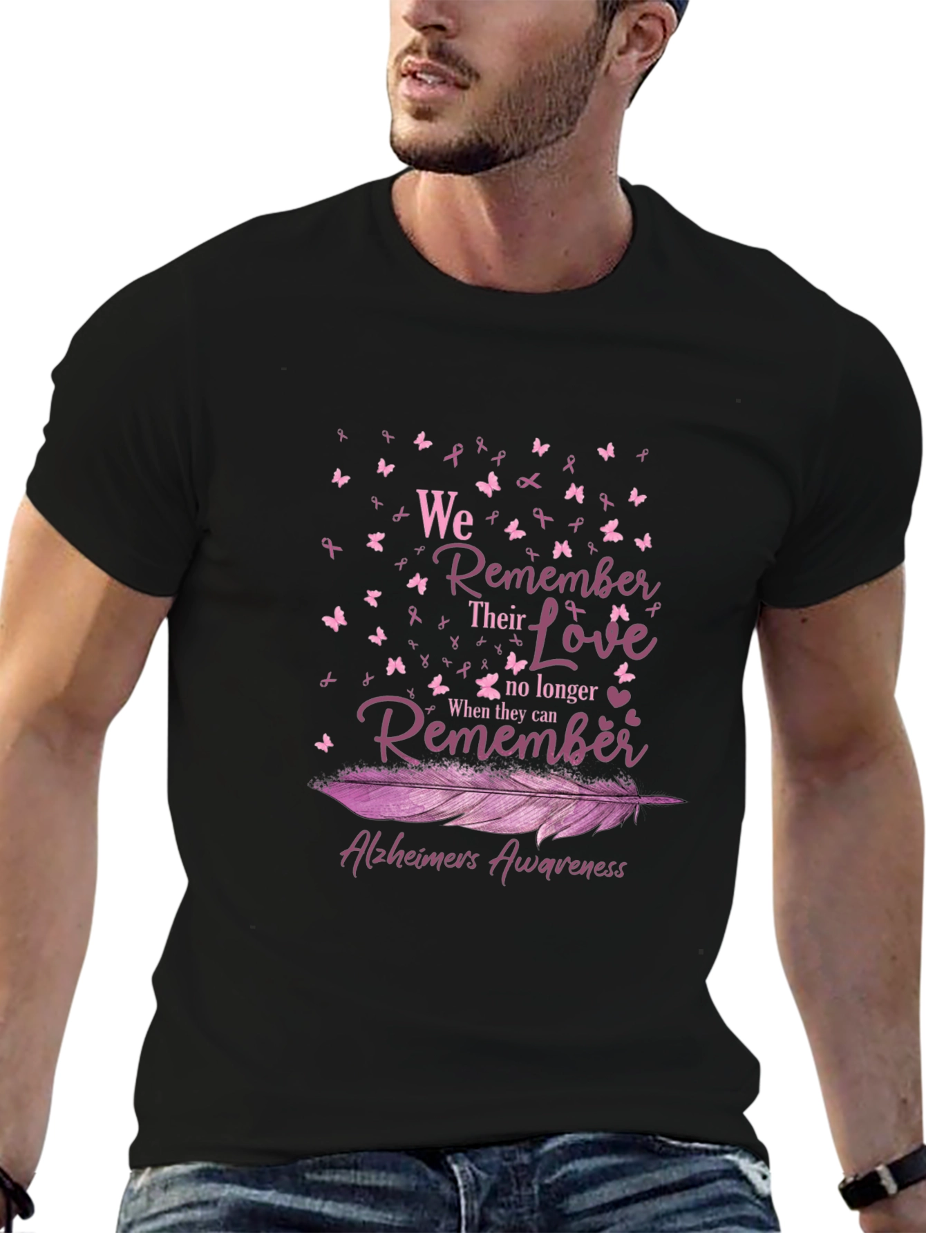 Alzheimers Awareness Ribbon Butterfly T-Shirt