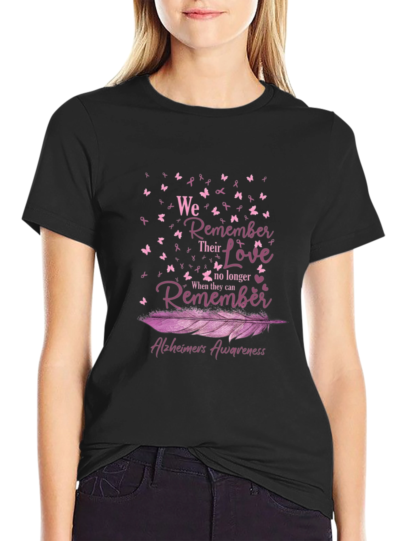 Alzheimers Awareness Ribbon Butterfly T-Shirt