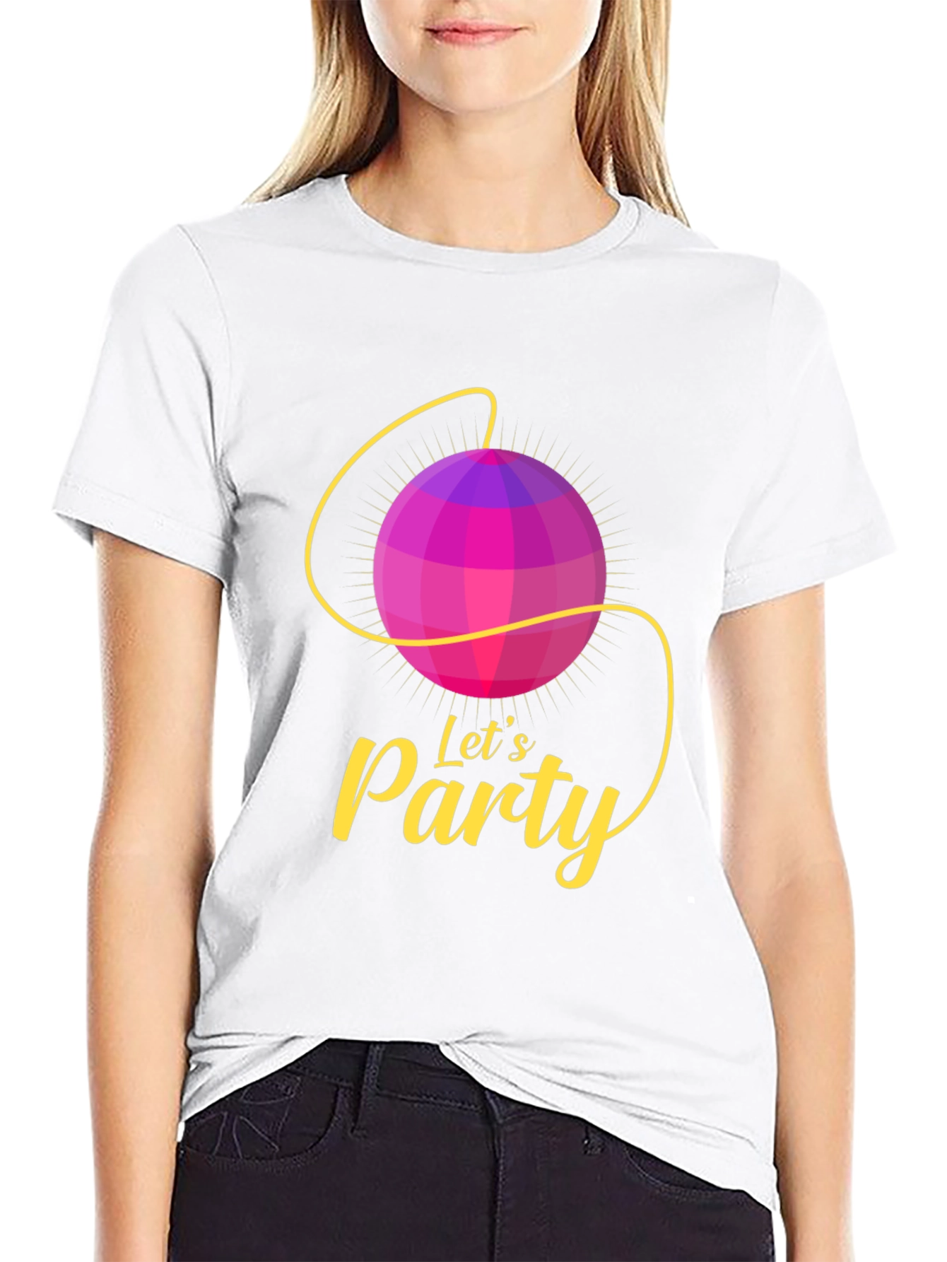Lets Party Graphic Tee - Fun Disco Ball Design