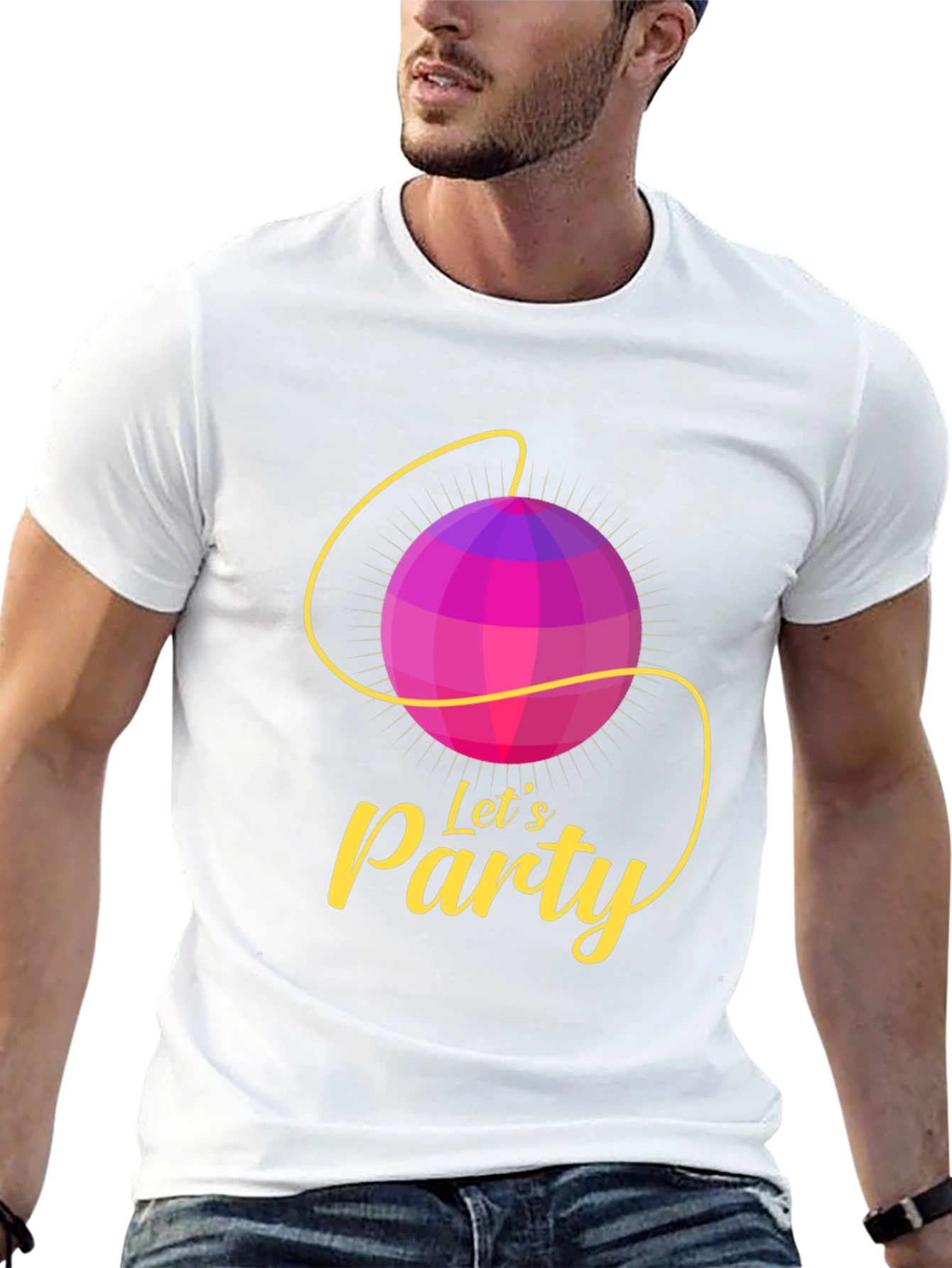 Lets Party Graphic Tee - Fun Disco Ball Design