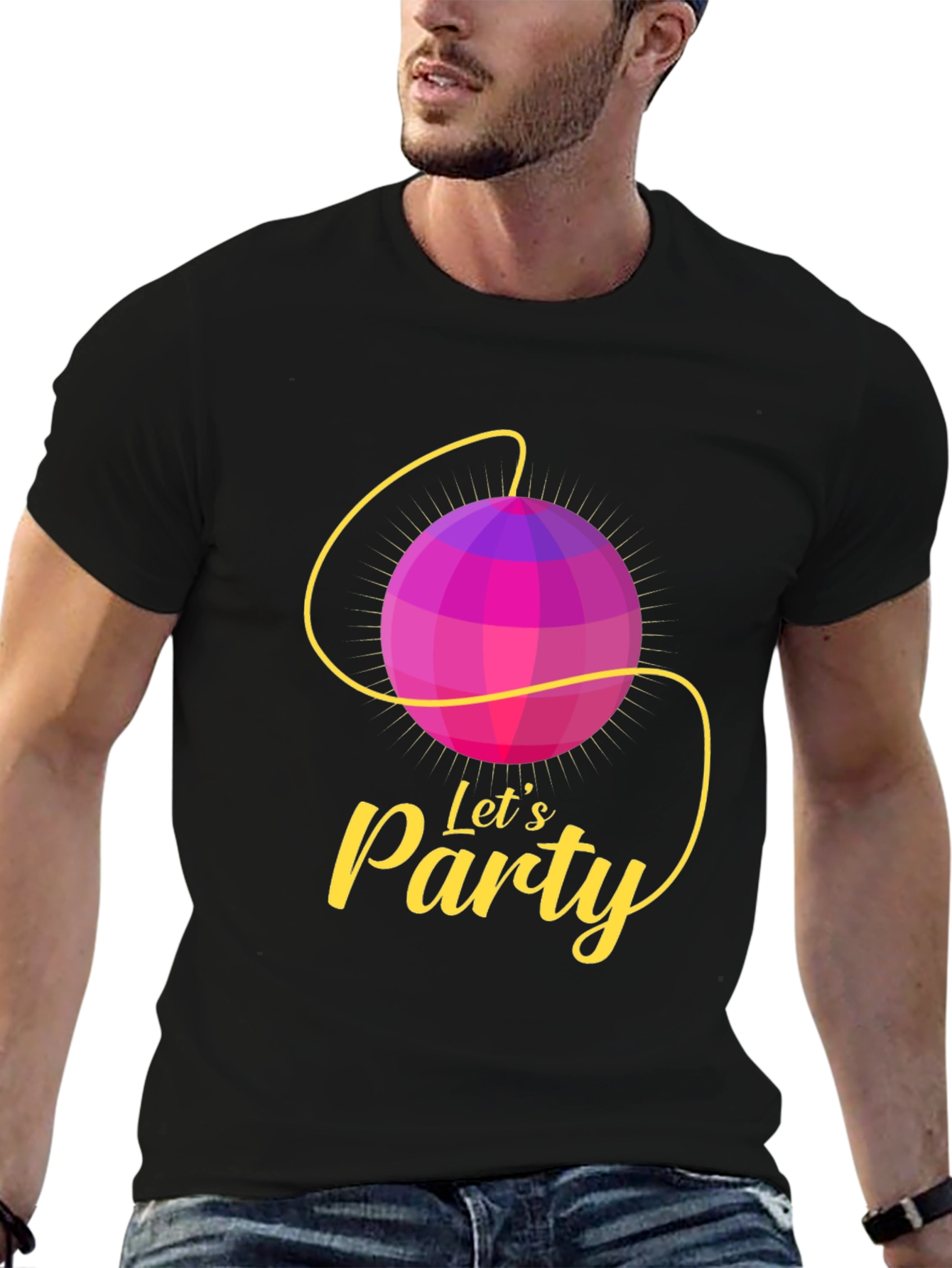 Lets Party Graphic Tee - Fun Disco Ball Design