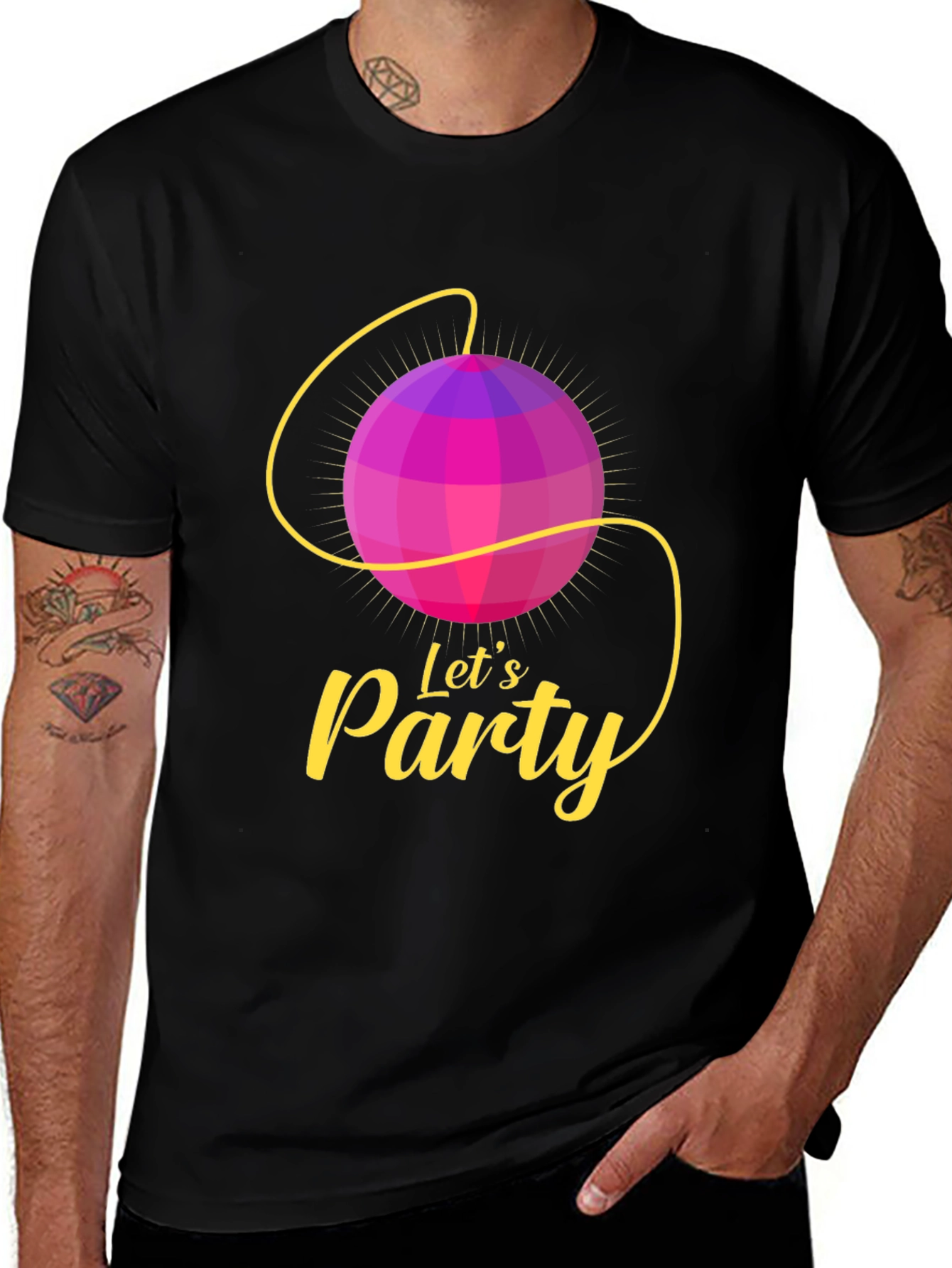 Lets Party Graphic Tee - Fun Disco Ball Design