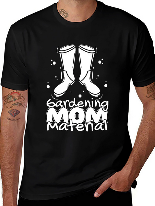 Gardening Mom Material Black Graphic T-Shirt