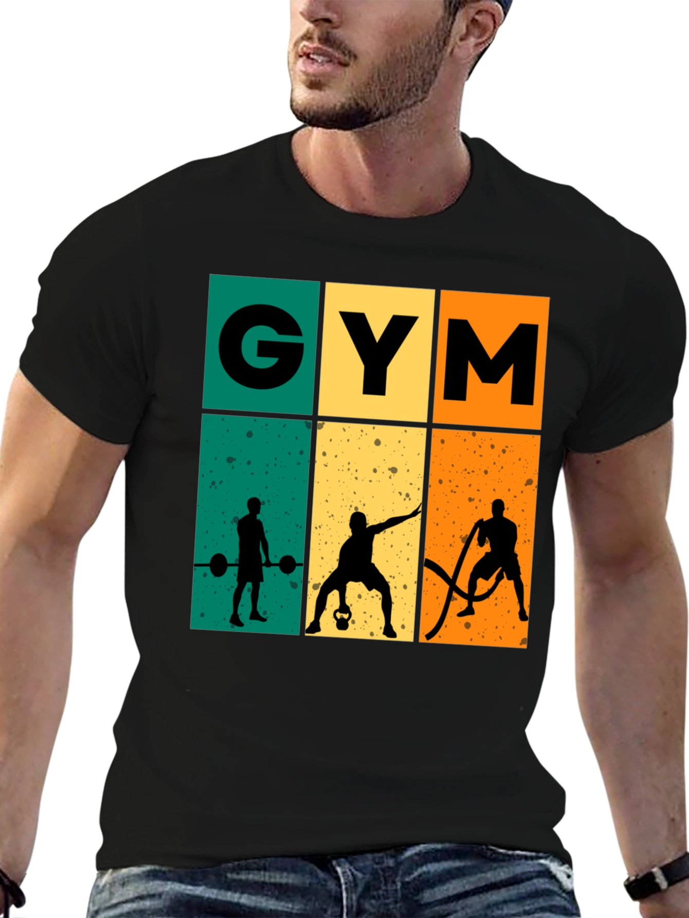 Retro Gym Workout T-Shirt - Black