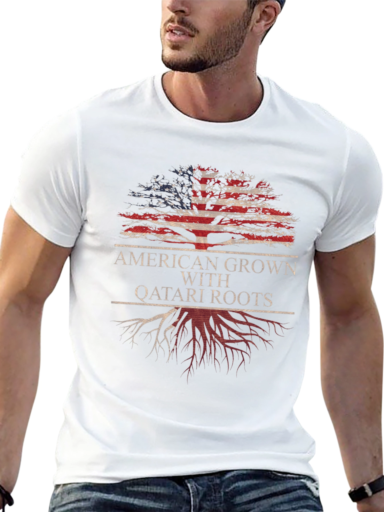 American Grown with Qatari Roots Tree T-Shirt