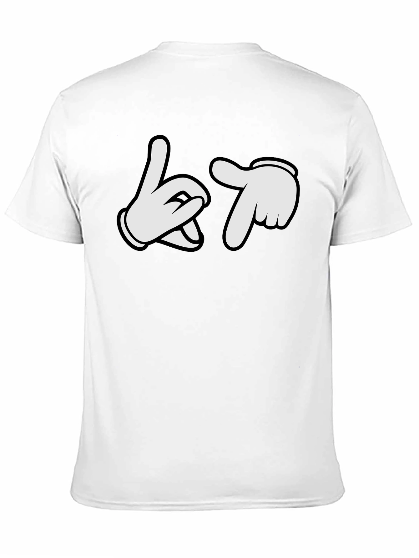 Cartoon Hands Crew Neck Black T-Shirt