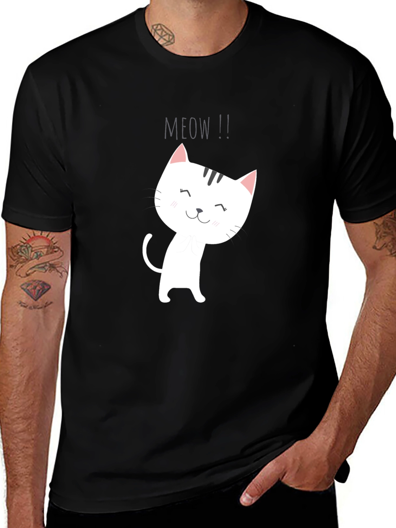 Cute Cartoon Cat T-Shirt - Meow!
