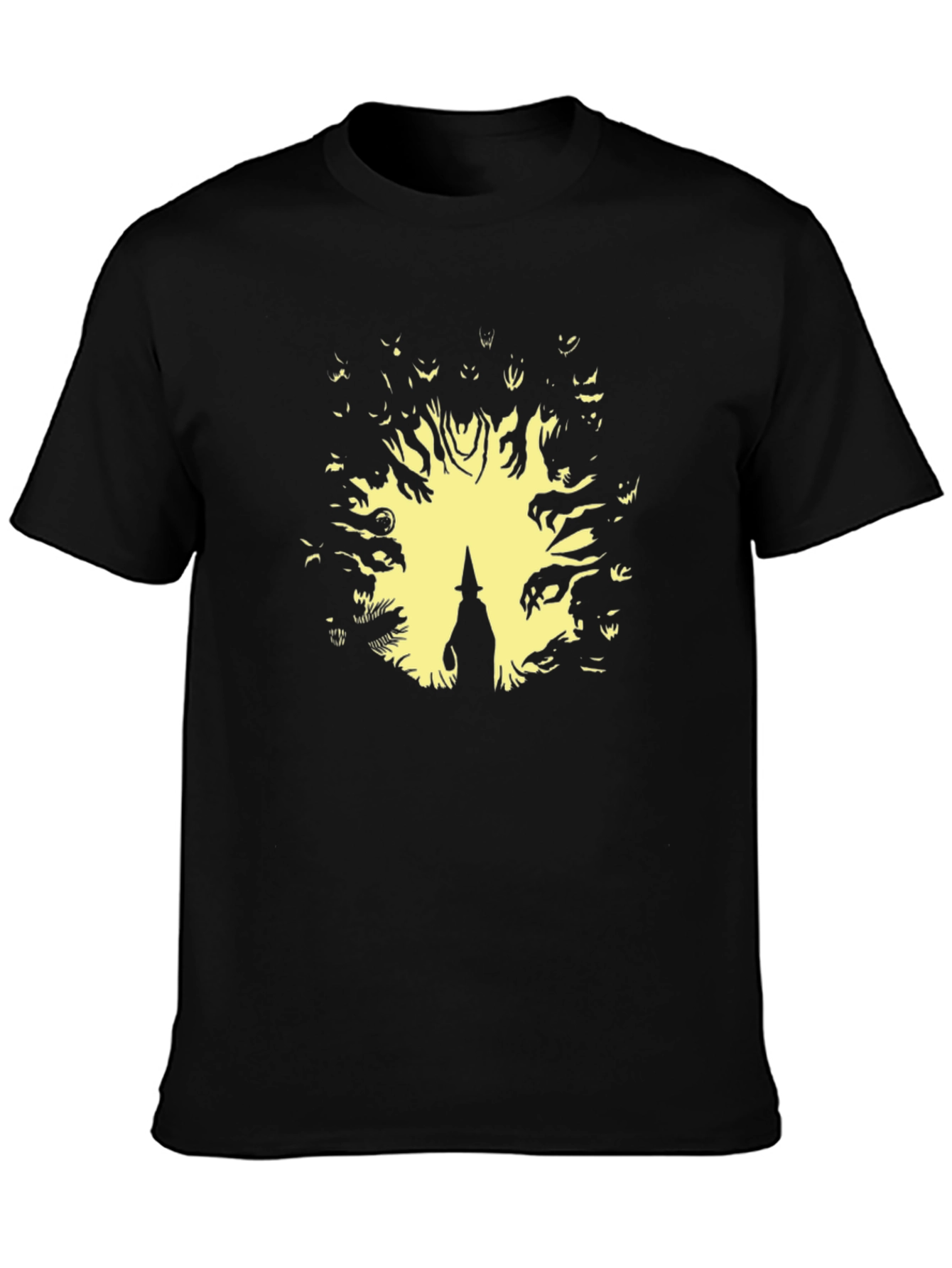 Witch Surrounded by Spirits Black T-Shirt