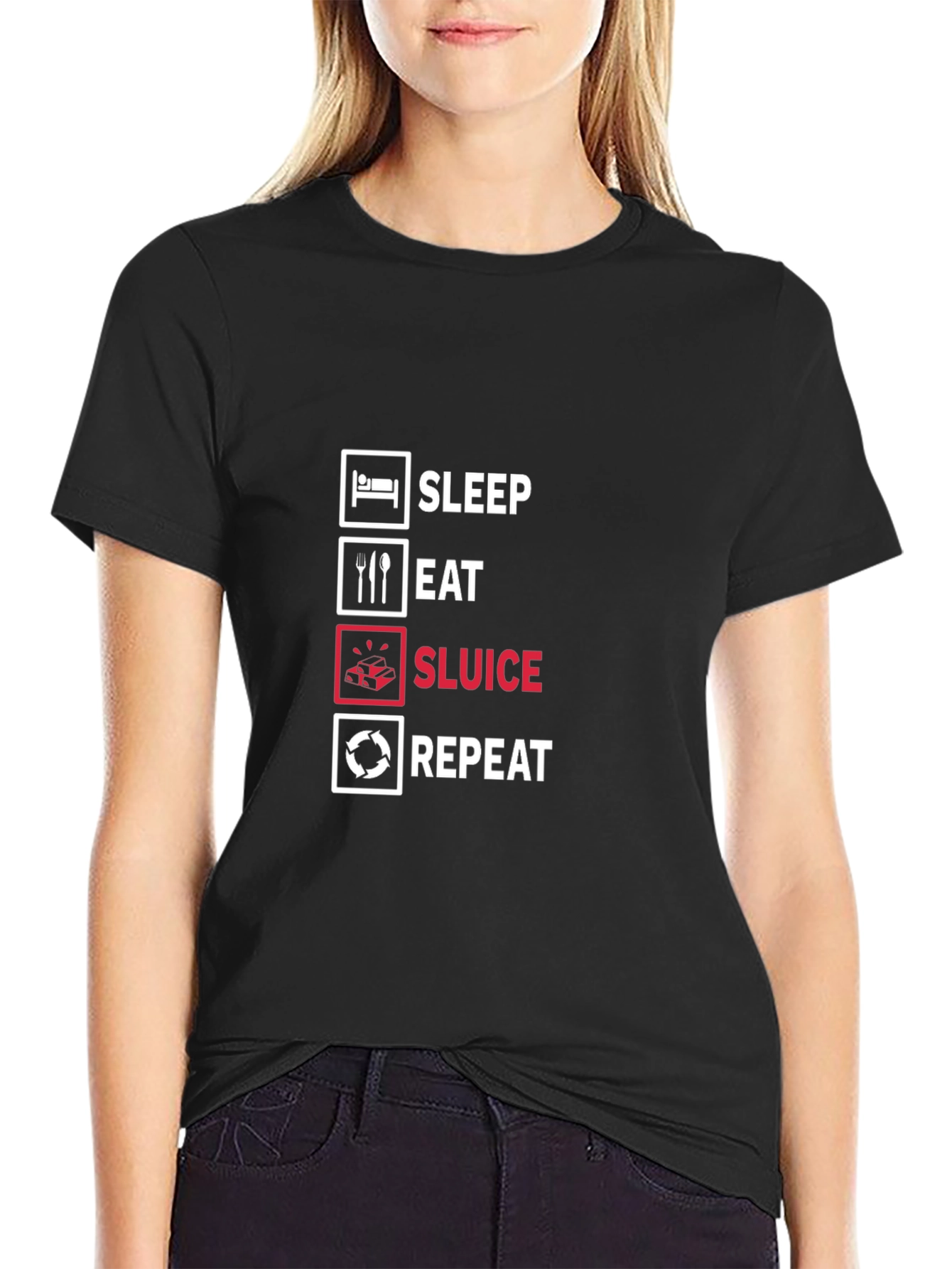 Sleep Eat Sluice Repeat Black T-Shirt