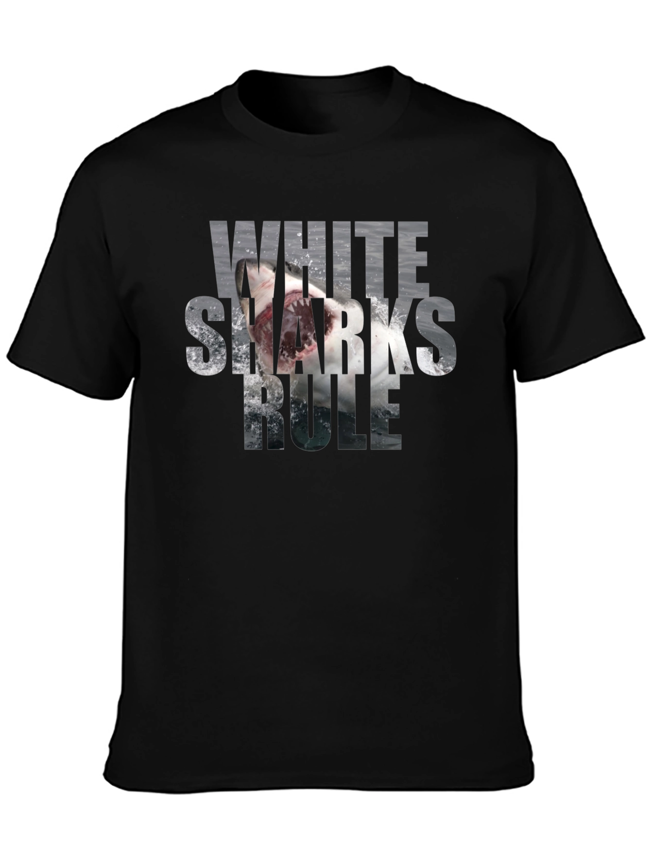 White Sharks Rule T-Shirt - Black Graphic Tee