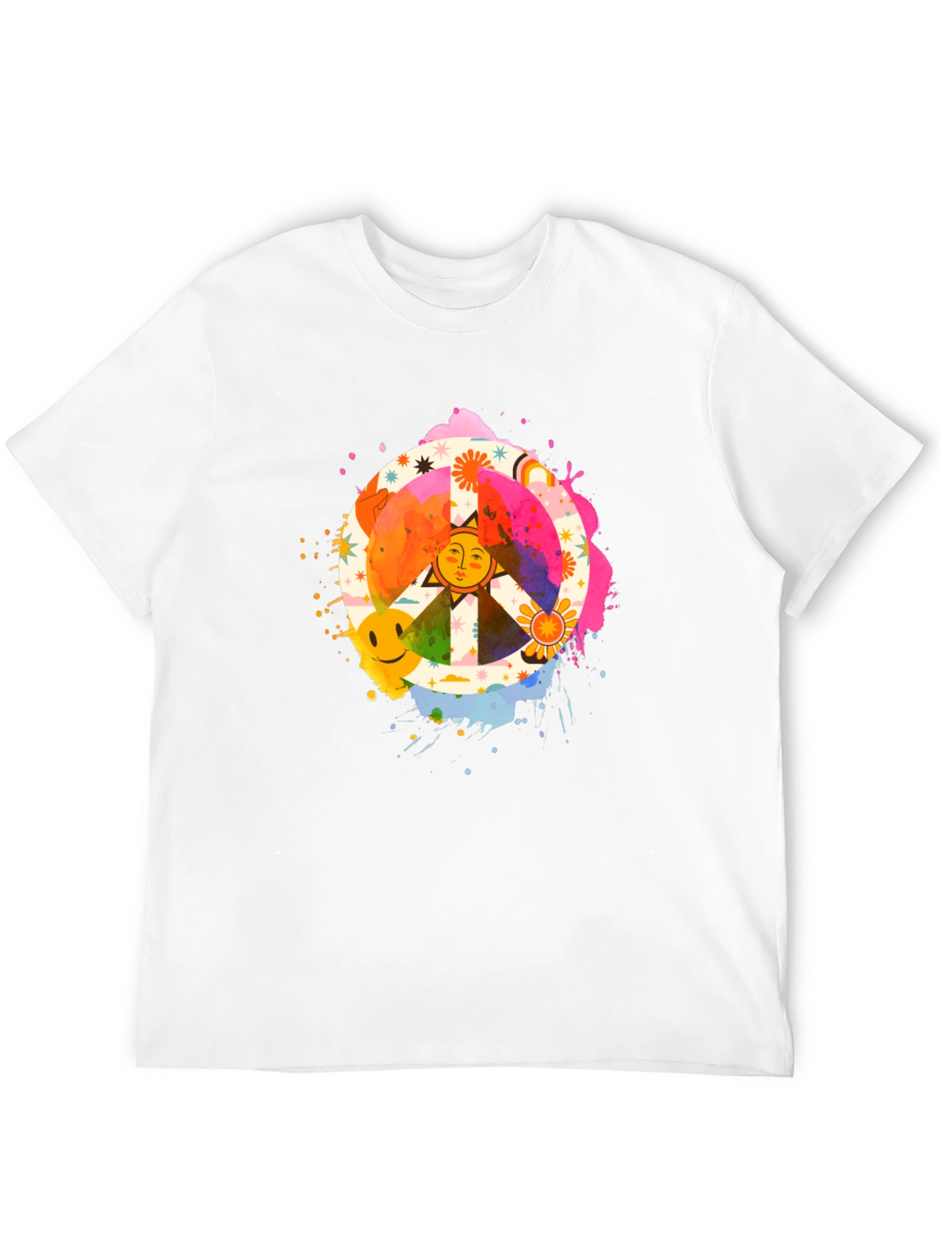 Groovy Peace Sign Graphic Tee - Black Cotton T-Shirt