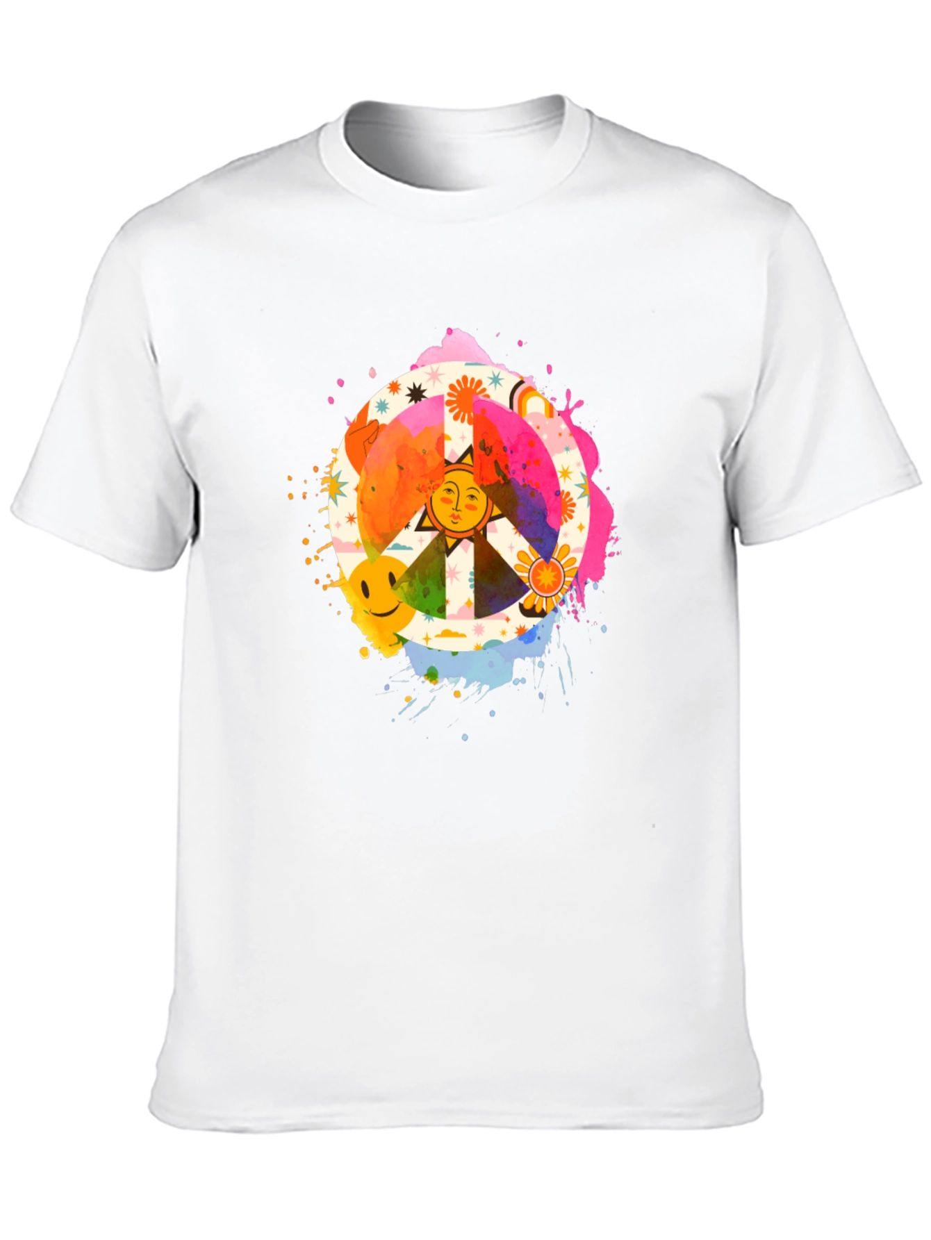 Groovy Peace Sign Graphic Tee - Black Cotton T-Shirt