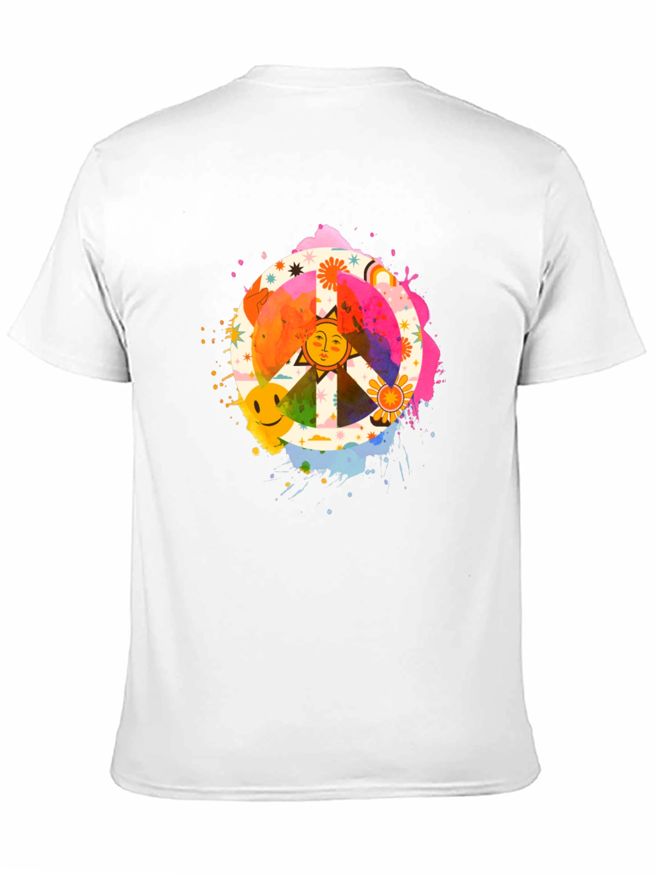 Groovy Peace Sign Graphic Tee - Black Cotton T-Shirt