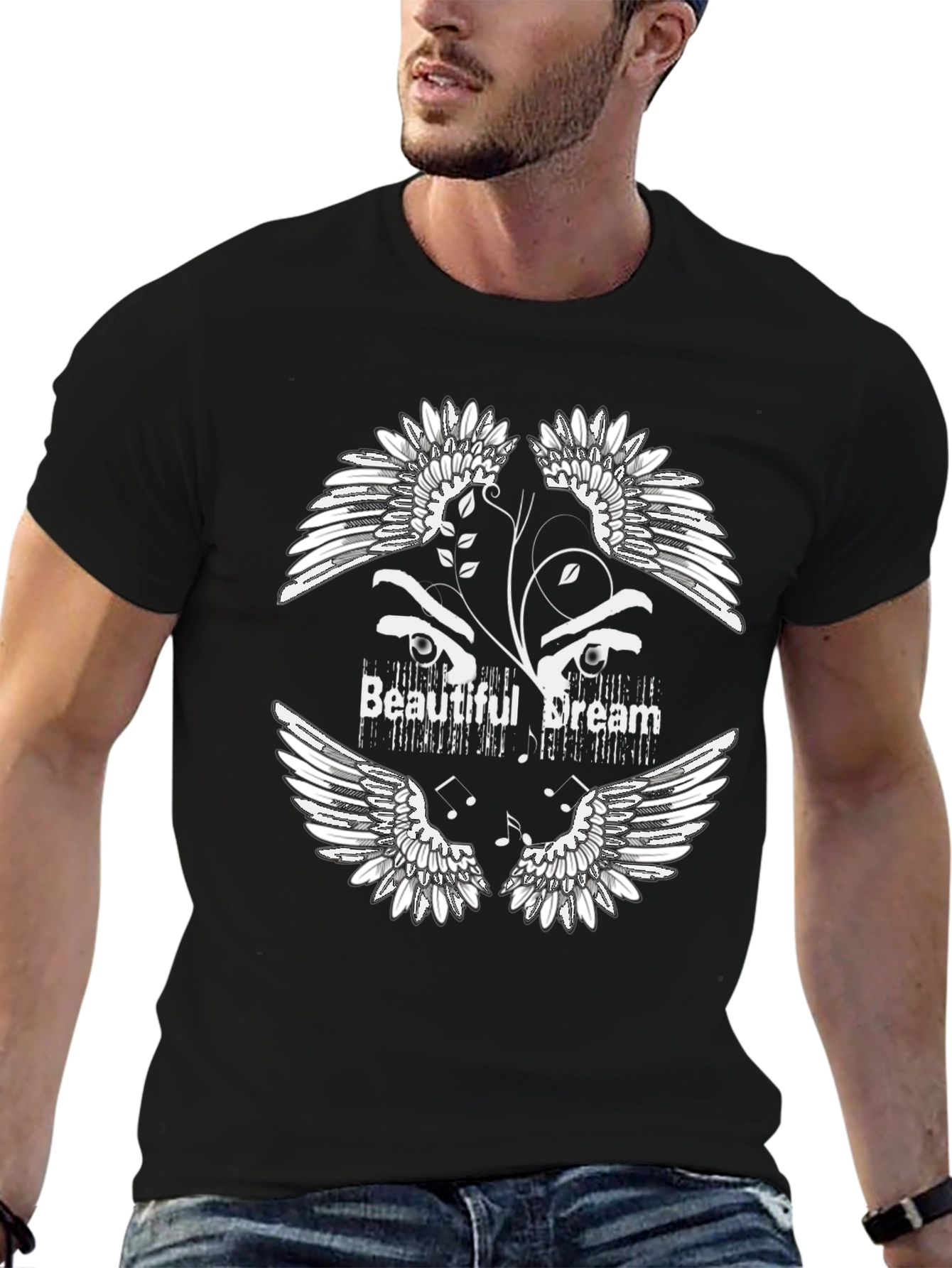 Beautiful Dream Graphic Print Black T-Shirt