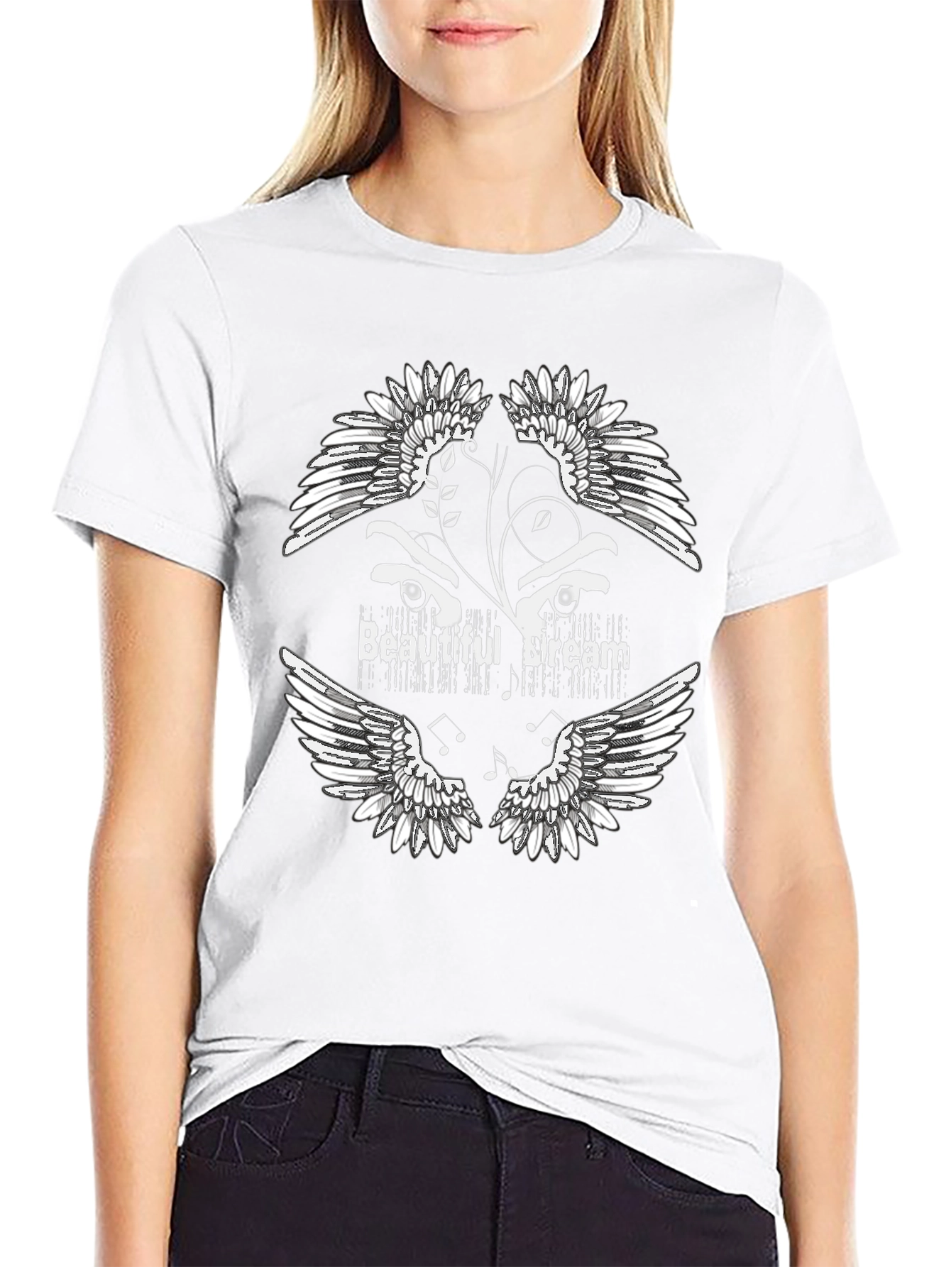 Beautiful Dream Graphic Print Black T-Shirt