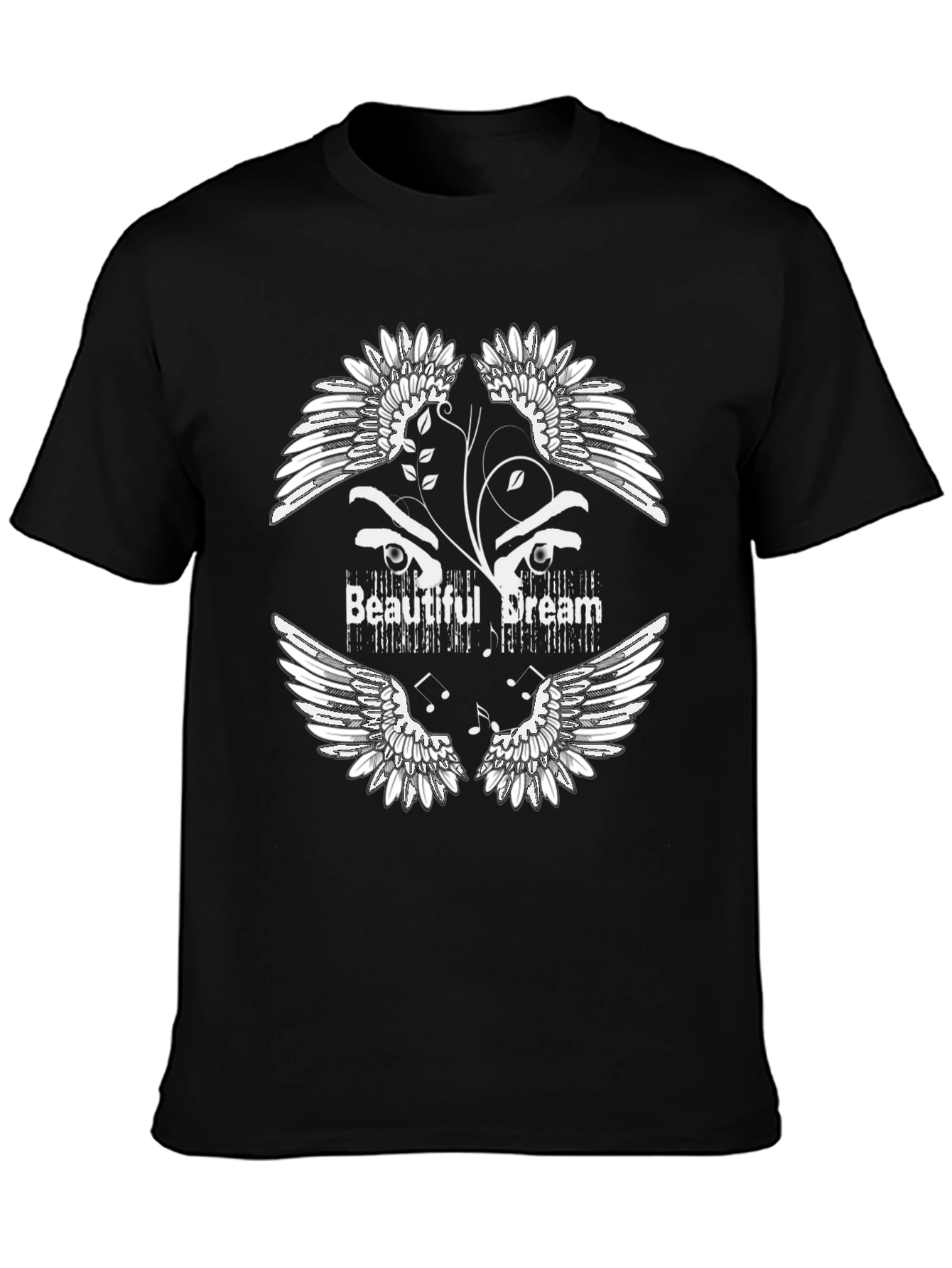 Beautiful Dream Graphic Print Black T-Shirt